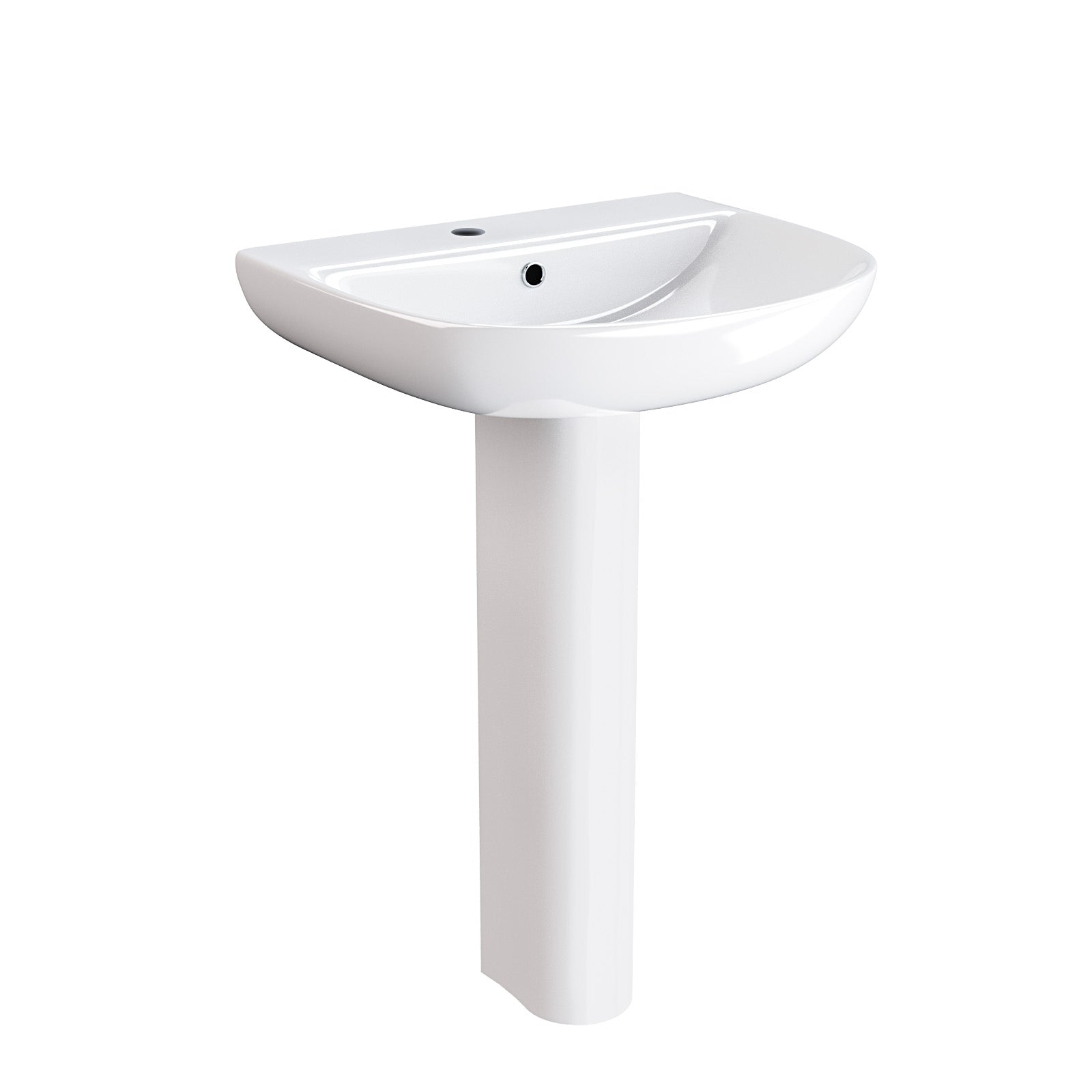 Langley 570mm Full Pedestal Basin Sink White