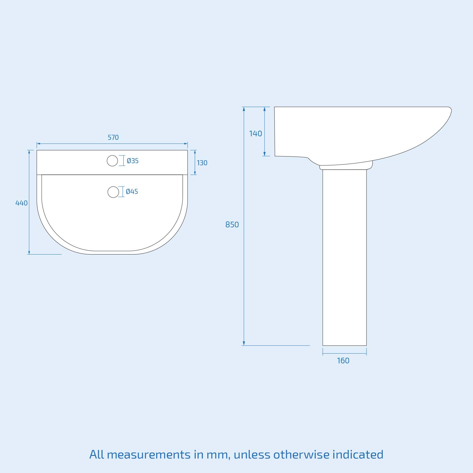 Cloakroom Close Coupled Toilet & 570mm Full Pedestal Basin White