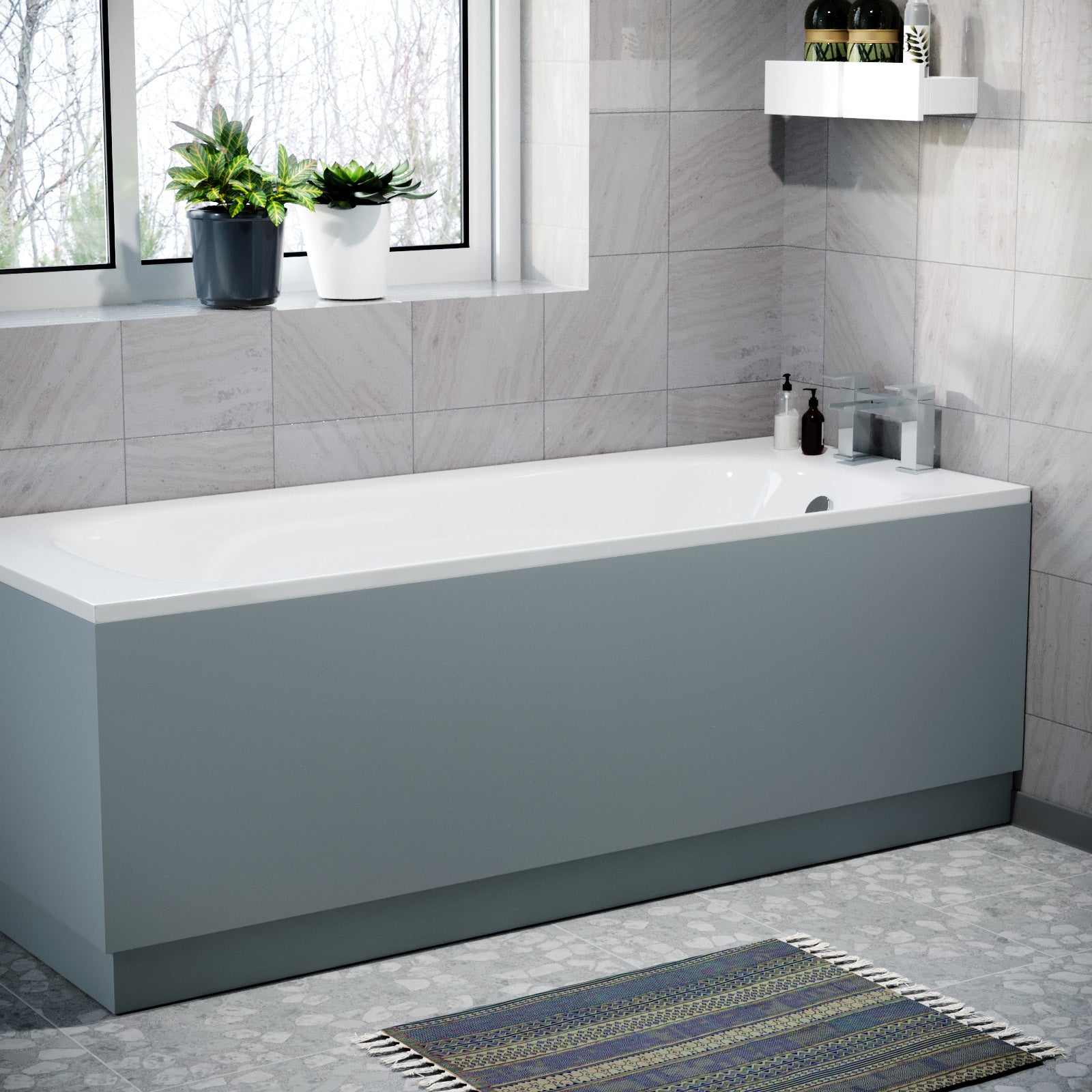 Matt Grey 1700mm Water Proof Durable PVC Front Bath Panel 15mm Thick