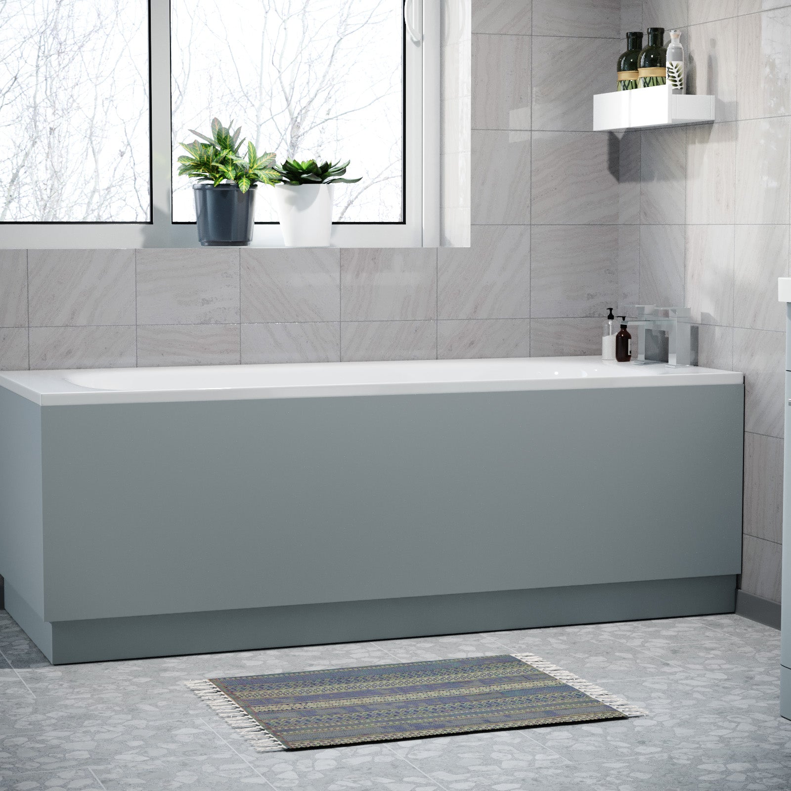 Matt Grey 1700mm Water Proof Durable PVC Front Bath Panel 15mm Thick