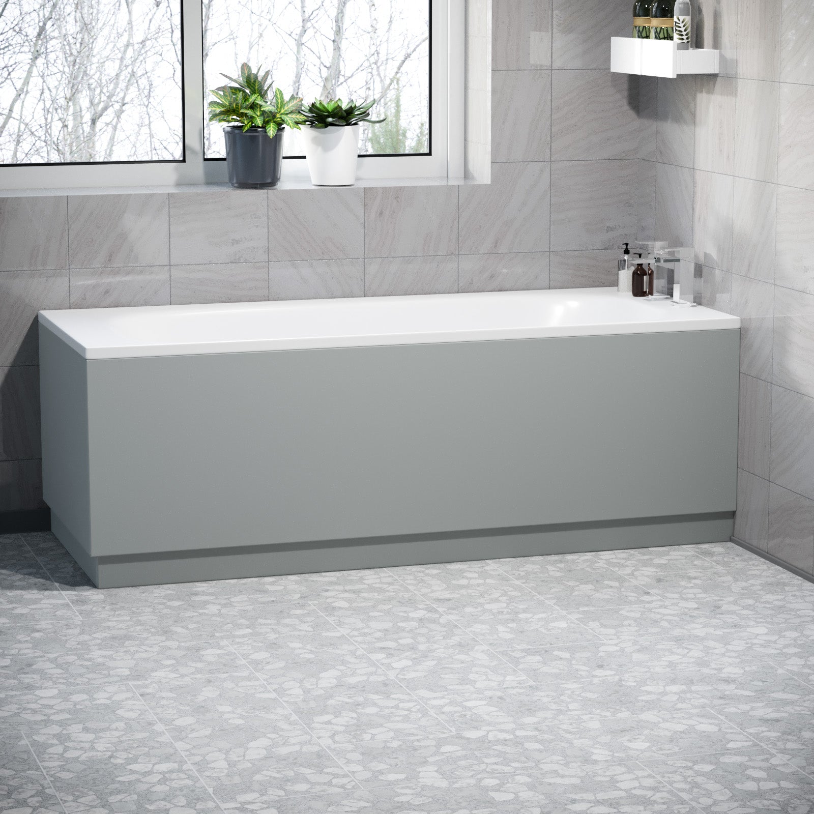 Water Proof Bath Panels 1700 Front and 700 End Panel Matt Grey