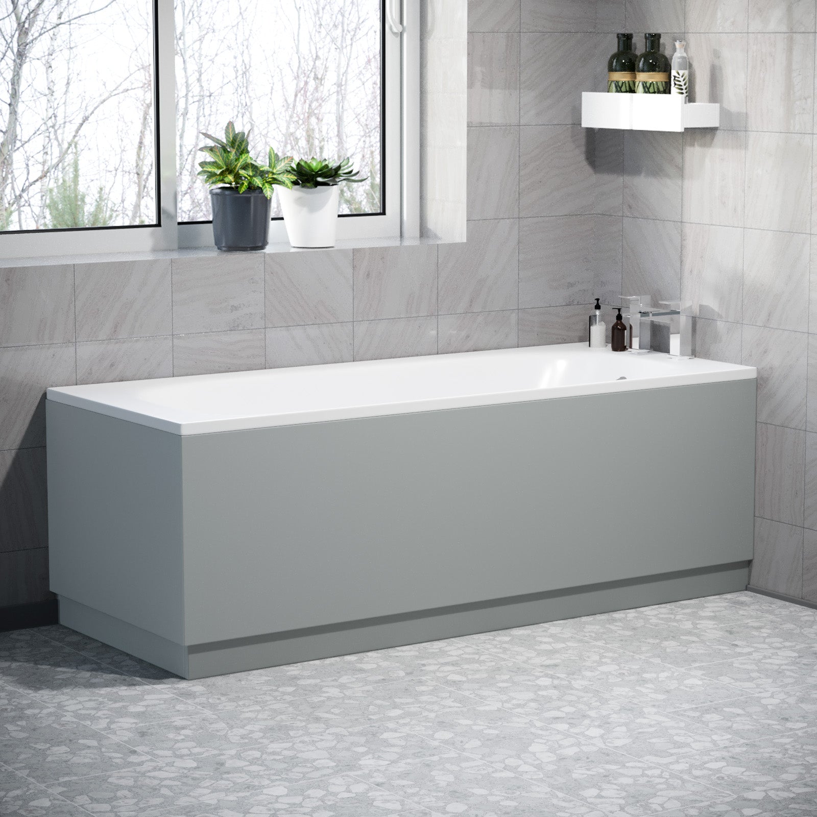 Water Proof Bath Panels 1700 Front and 700 End Panel Matt Grey