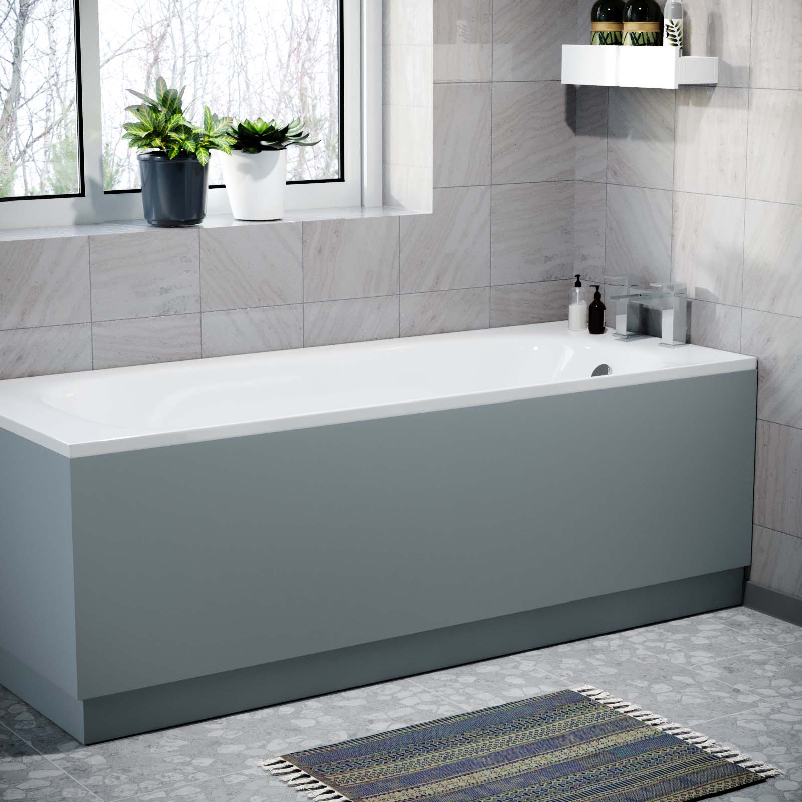 Matt Grey 1800mm Water Proof Durable PVC Front Bath Panel 15mm Thick