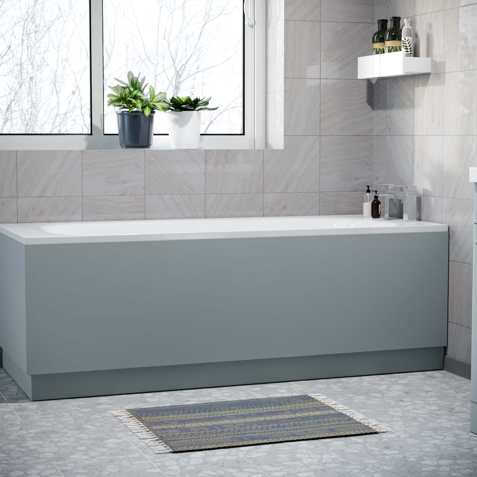 Matt Grey 1800mm Water Proof Durable PVC Front Bath Panel 15mm Thick