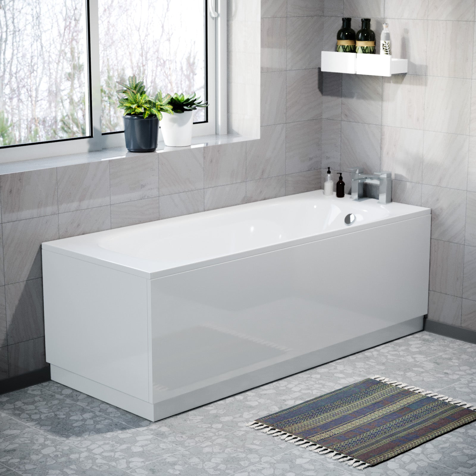 White 1800mm Water Proof Durable PVC Front Bath Panel 15mm Thick