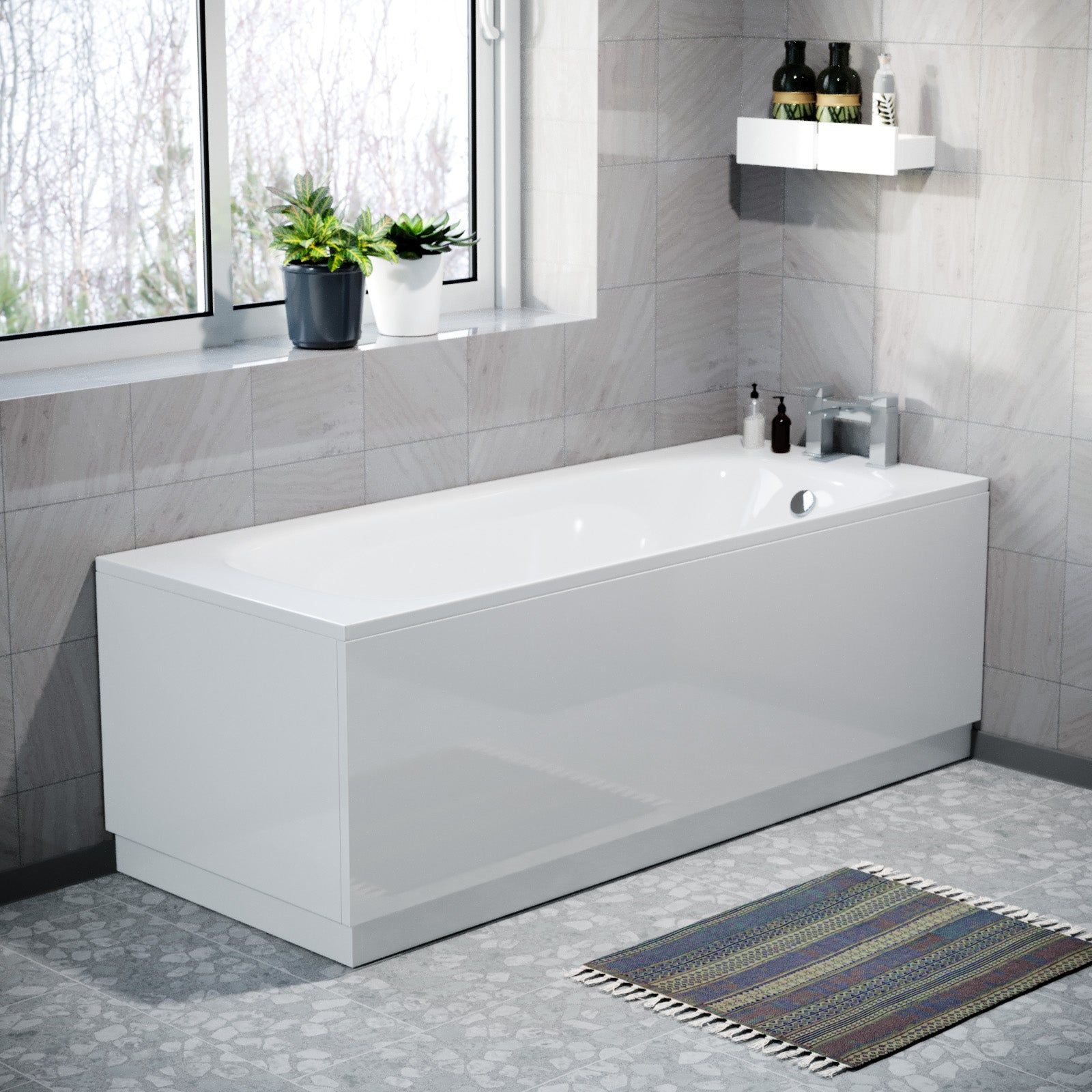 White PVC 1800 x 800mm Water Proof Front and End Bath Panels