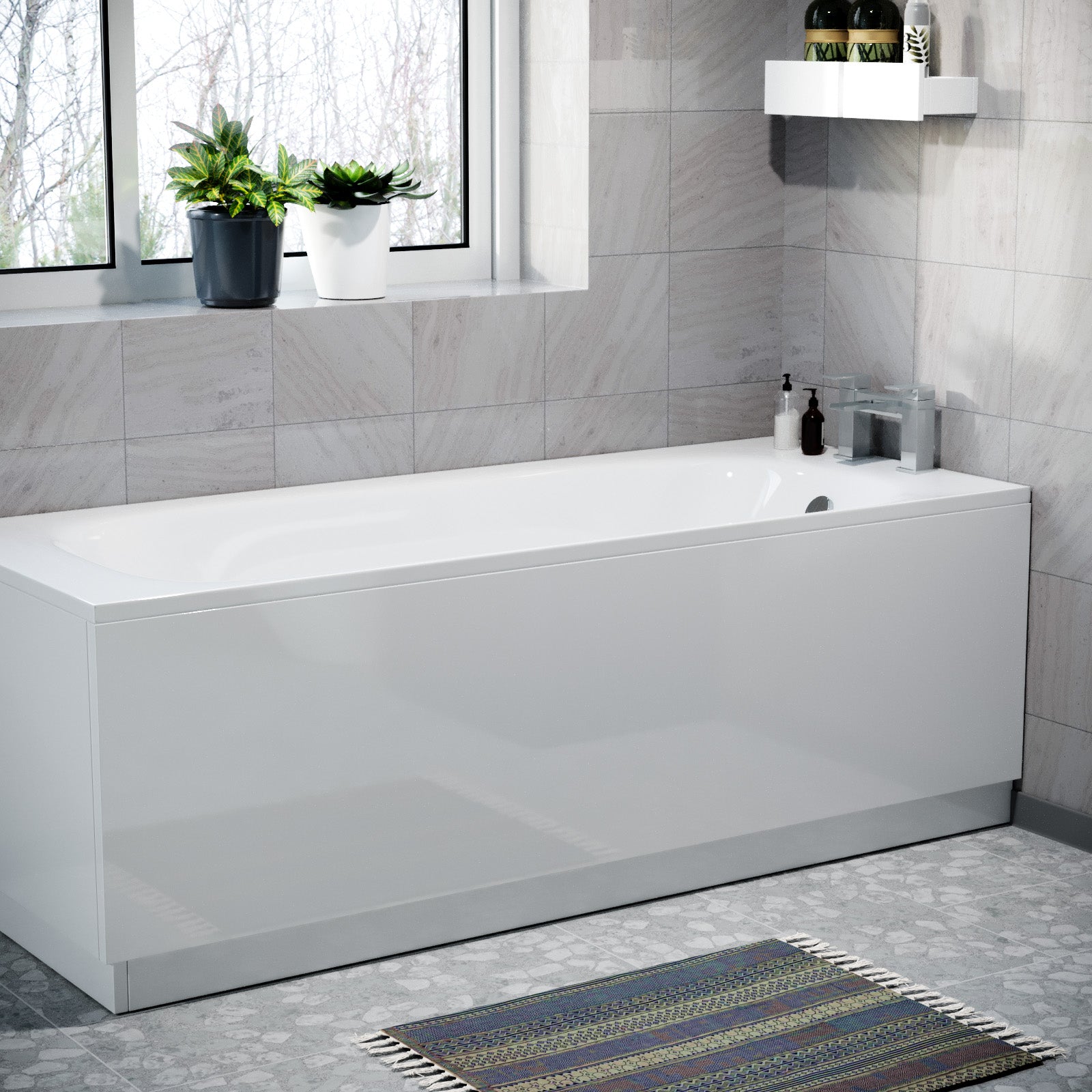 White 1800mm Water Proof Durable PVC Front Bath Panel 15mm Thick