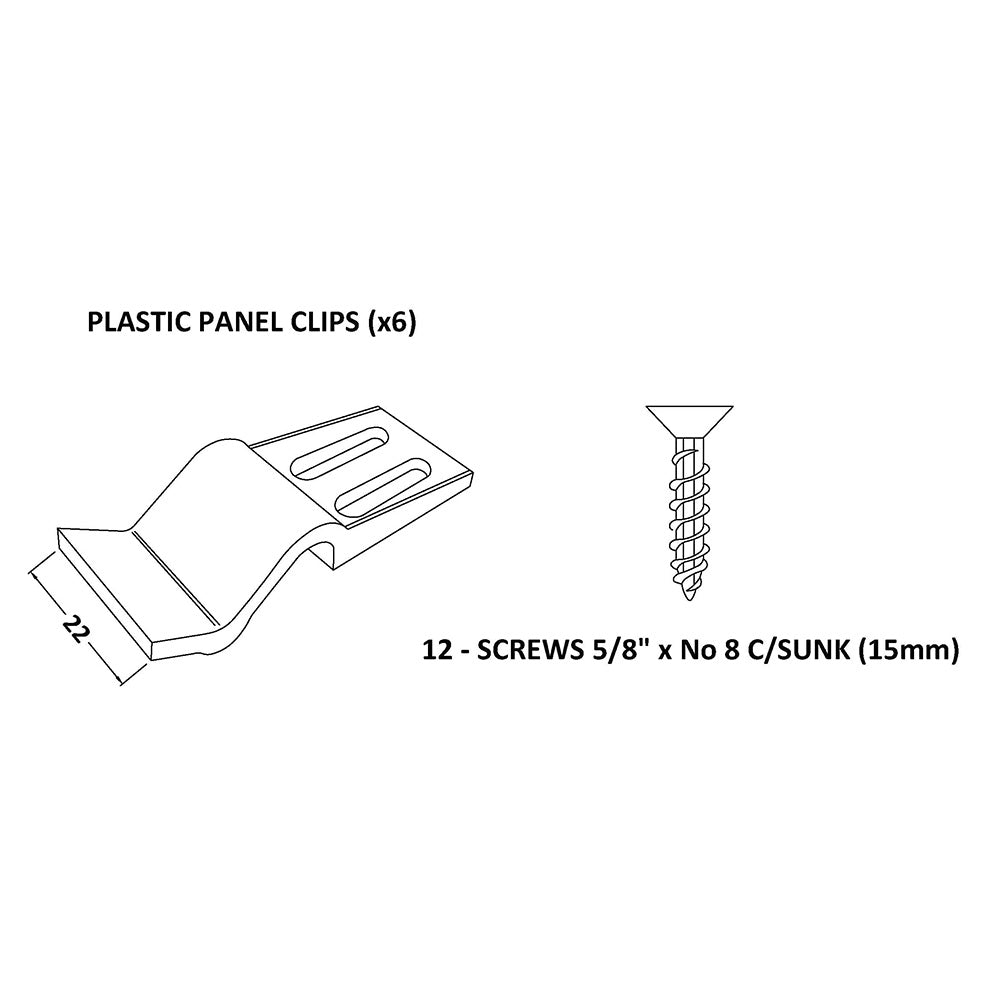 Nuie Bath Panel Clips x 6 and Screws for Acrylic Bath Panel Accessories