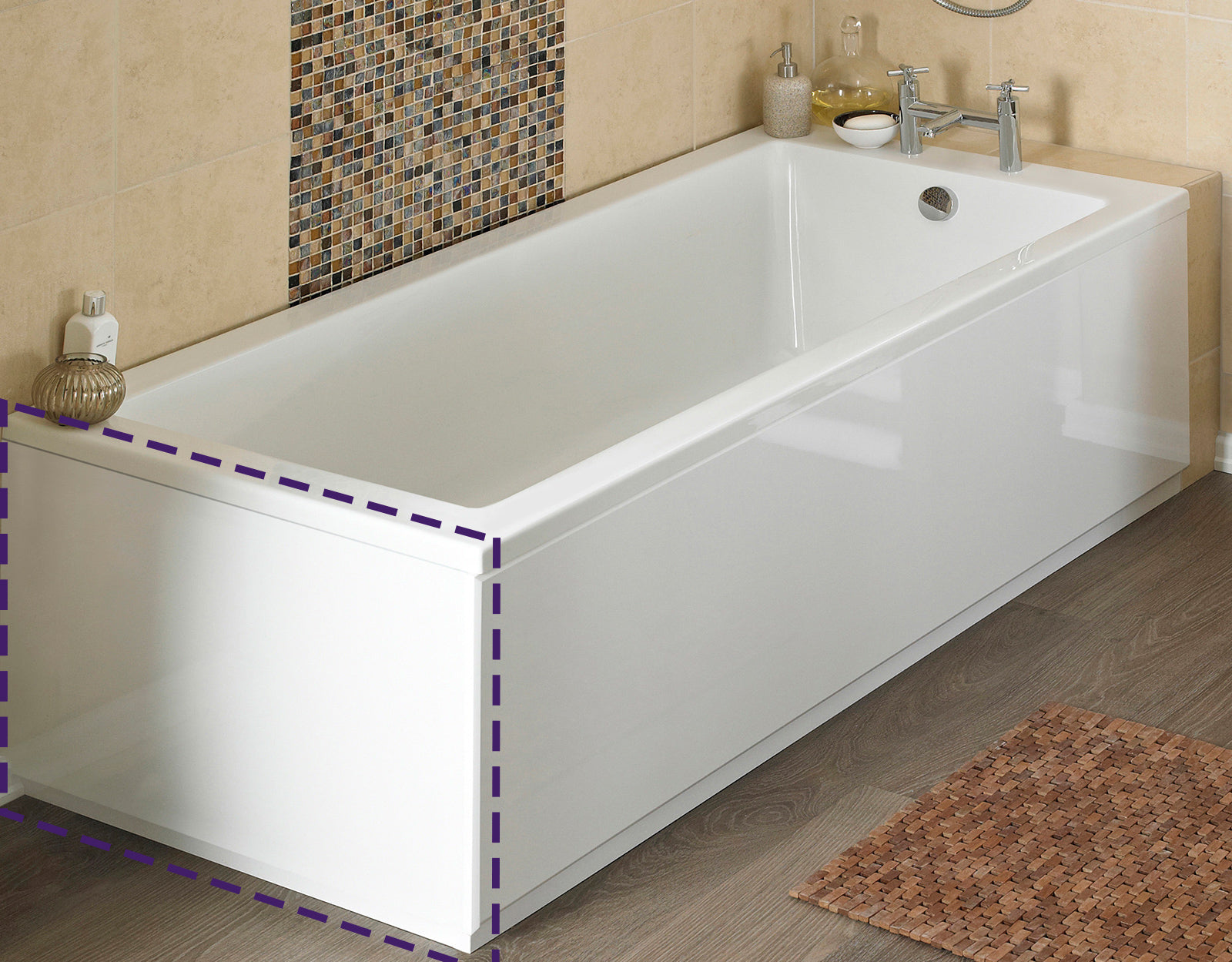 750 mm Modern Gloss White MDF End Bath Panel