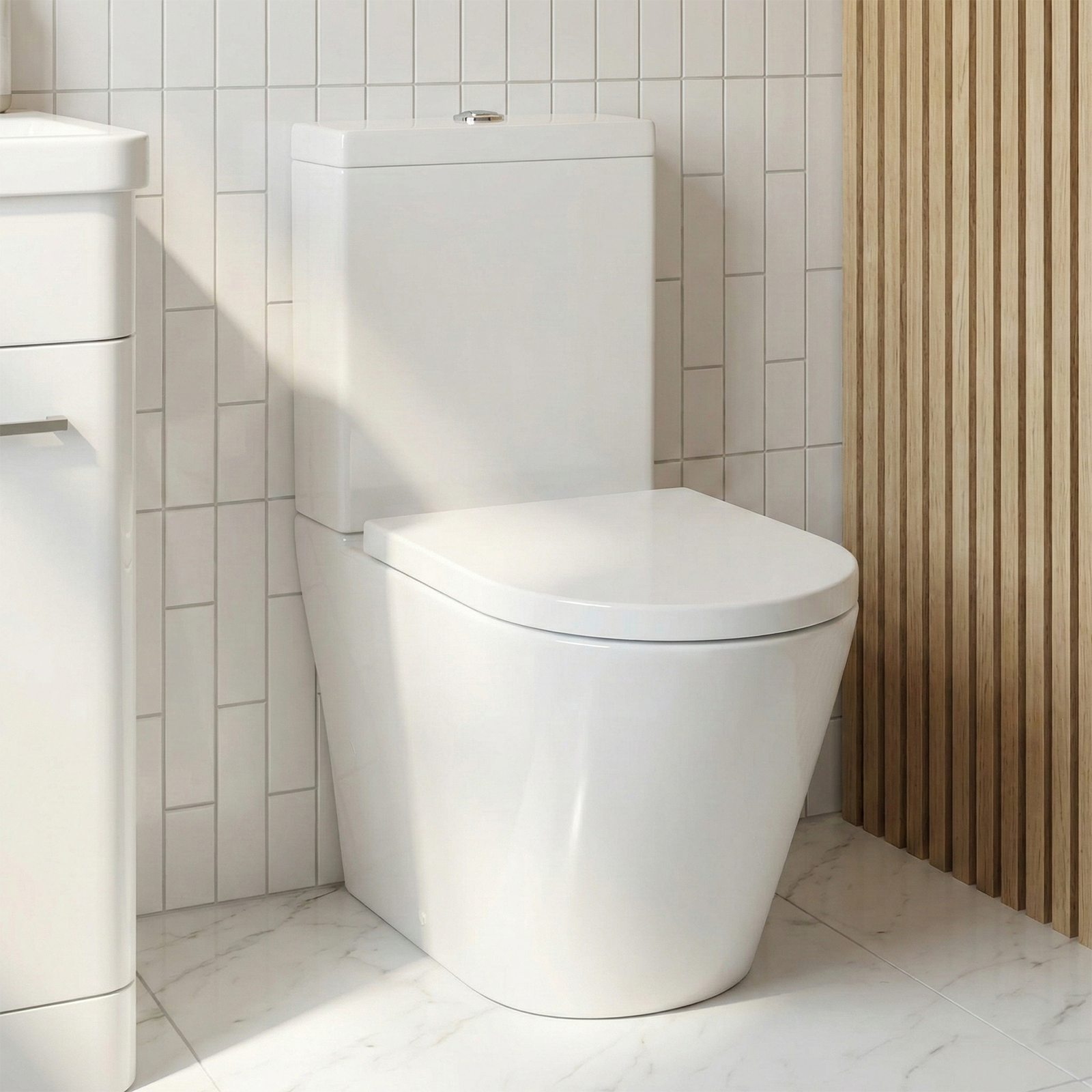 Afern Cloakroom 500mm White Freestanding Vanity Basin Unit & Close Coupled Toilet with Soft Close Seat