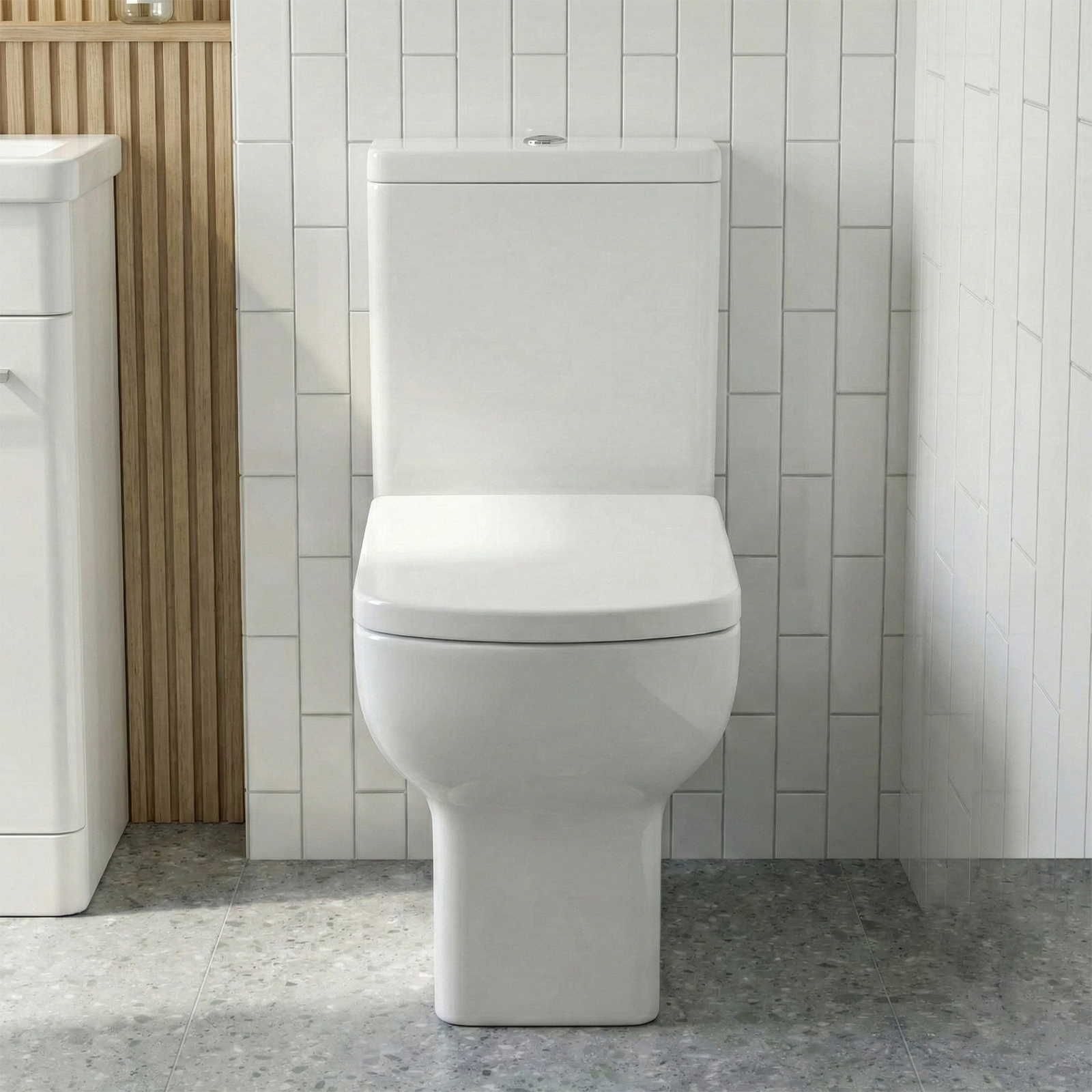 Afern Cloakroom 500mm White Freestanding Vanity Basin Unit & Close Coupled Toilet with Soft Close Seat