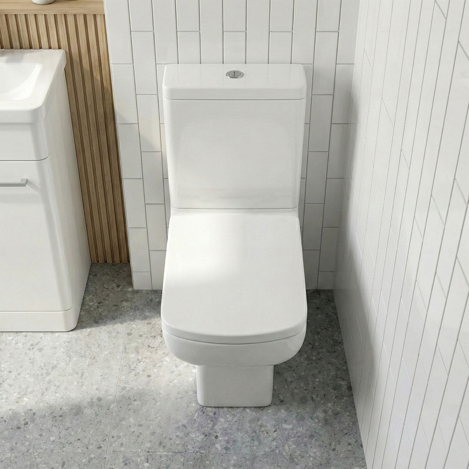 Afern Cloakroom 500mm White Freestanding Vanity Basin Unit & Close Coupled Toilet with Soft Close Seat
