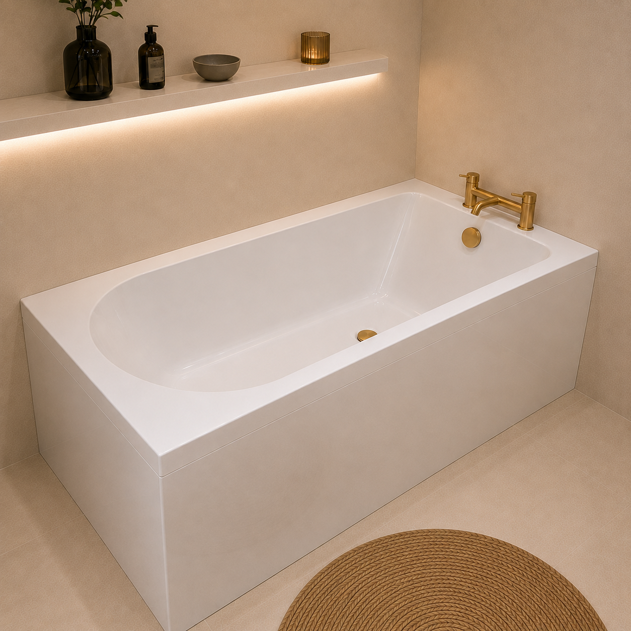 Small Bathroom Suite - Eslo 500mm WC & Basin 2 in 1 Toilet & 1500mm Single Ended Bath