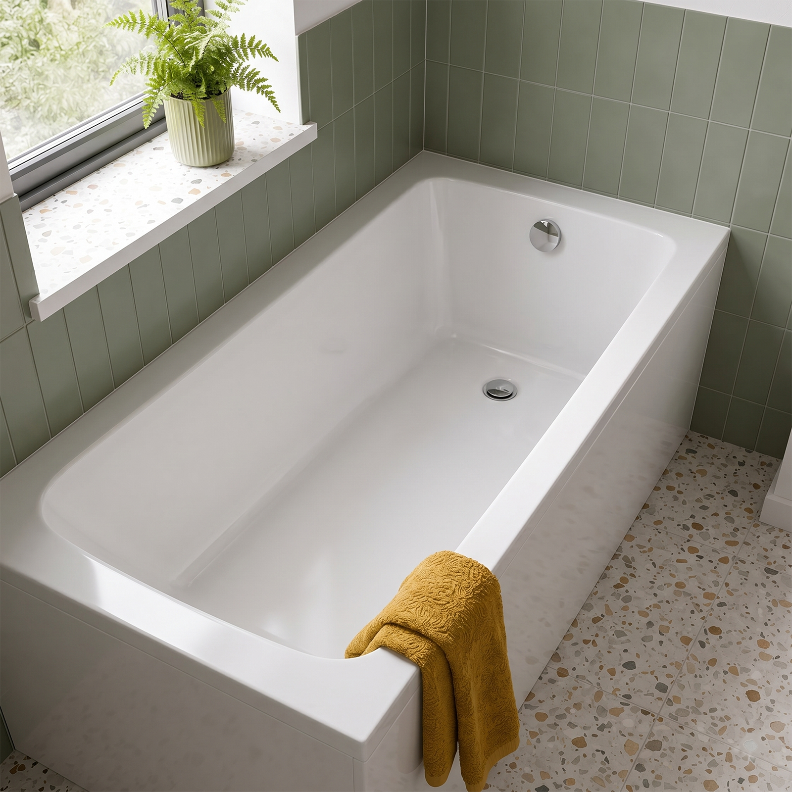 Small Bathroom Suite - Eslo 500mm 2 in 1 WC Toilet Basin & 1400mm Square Single Ended Bath