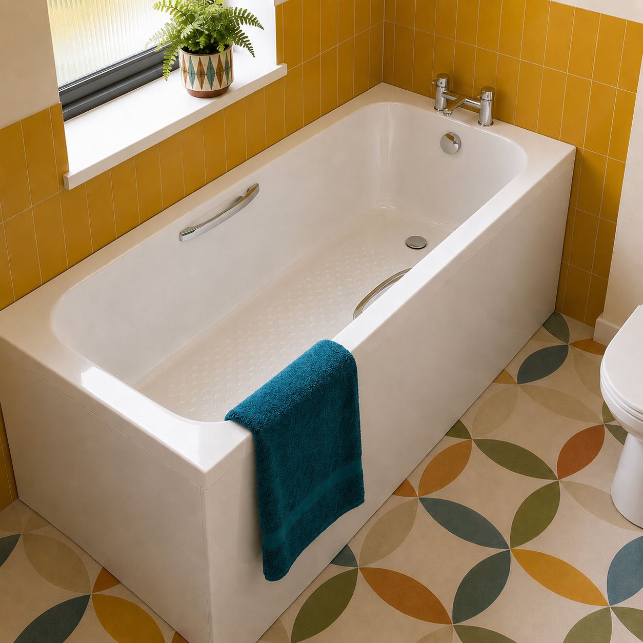 Small Bathroom Suite - Eslo 500mm 2 in 1 WC Toilet Basin & 1500mm Steel Enamel Bath with Handles