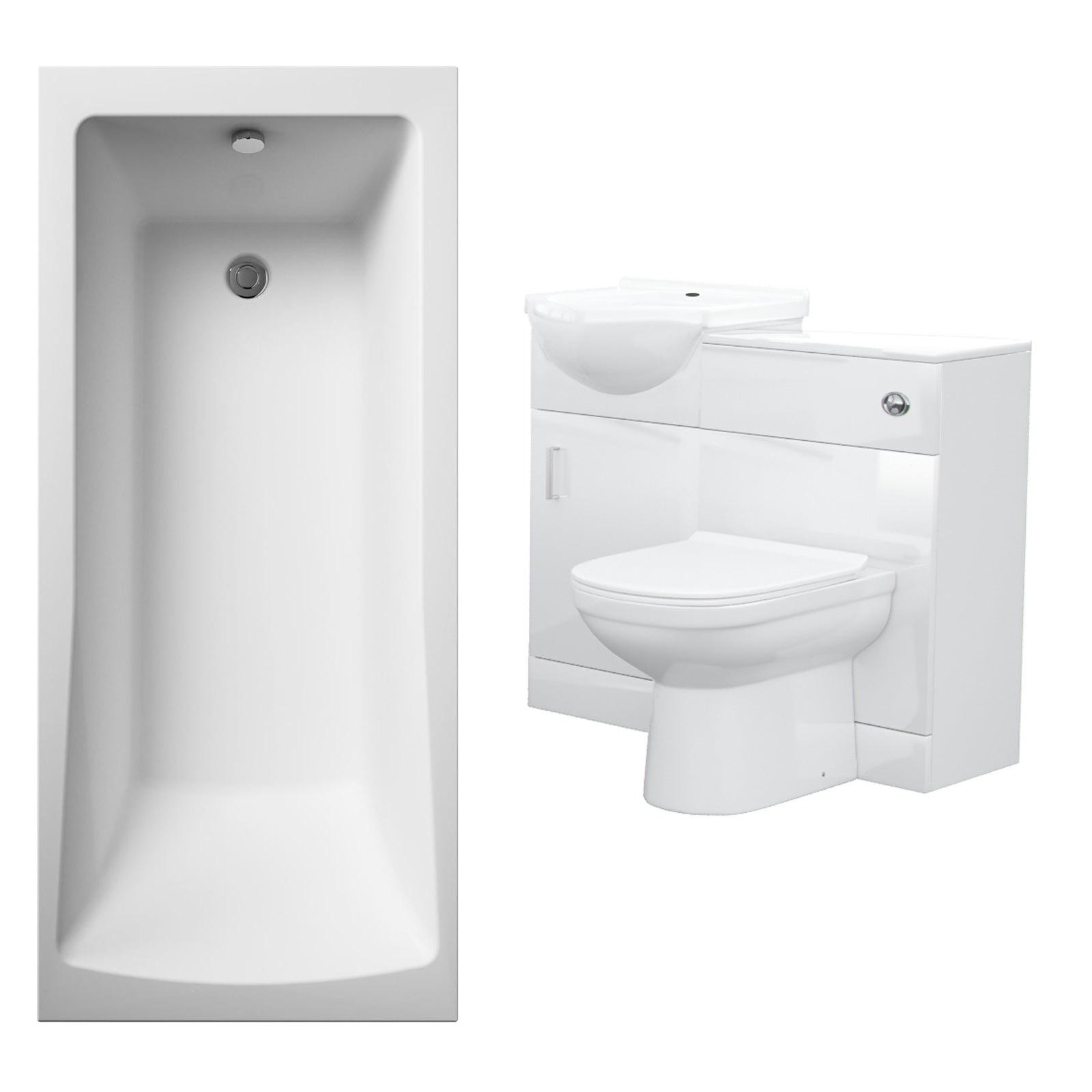 Small Bathroom Suite - Ellen Vanity Set with WC Unit, Back To Wall Toilet & 1400mm Bath