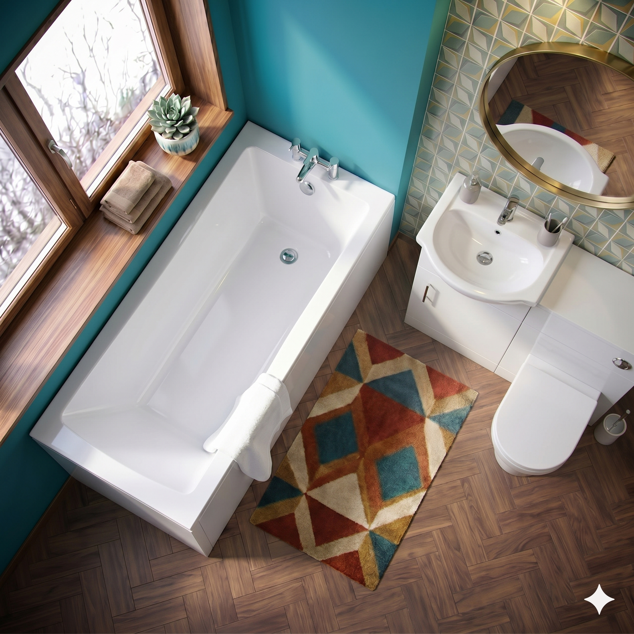 Small Bathroom Suite - Ellen Vanity Set with WC Unit, Back To Wall Toilet & 1400mm Bath