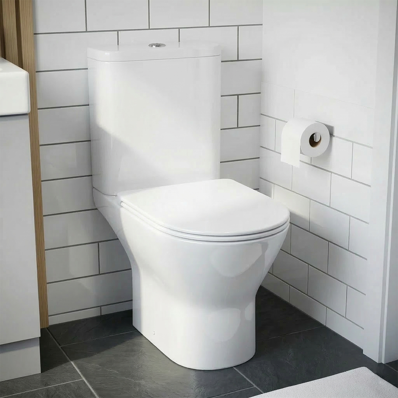 Nanuya Cloakroom 450mm Matte Grey Freestanding Vanity Basin Unit & Close Coupled Toilet with Soft Close Seat
