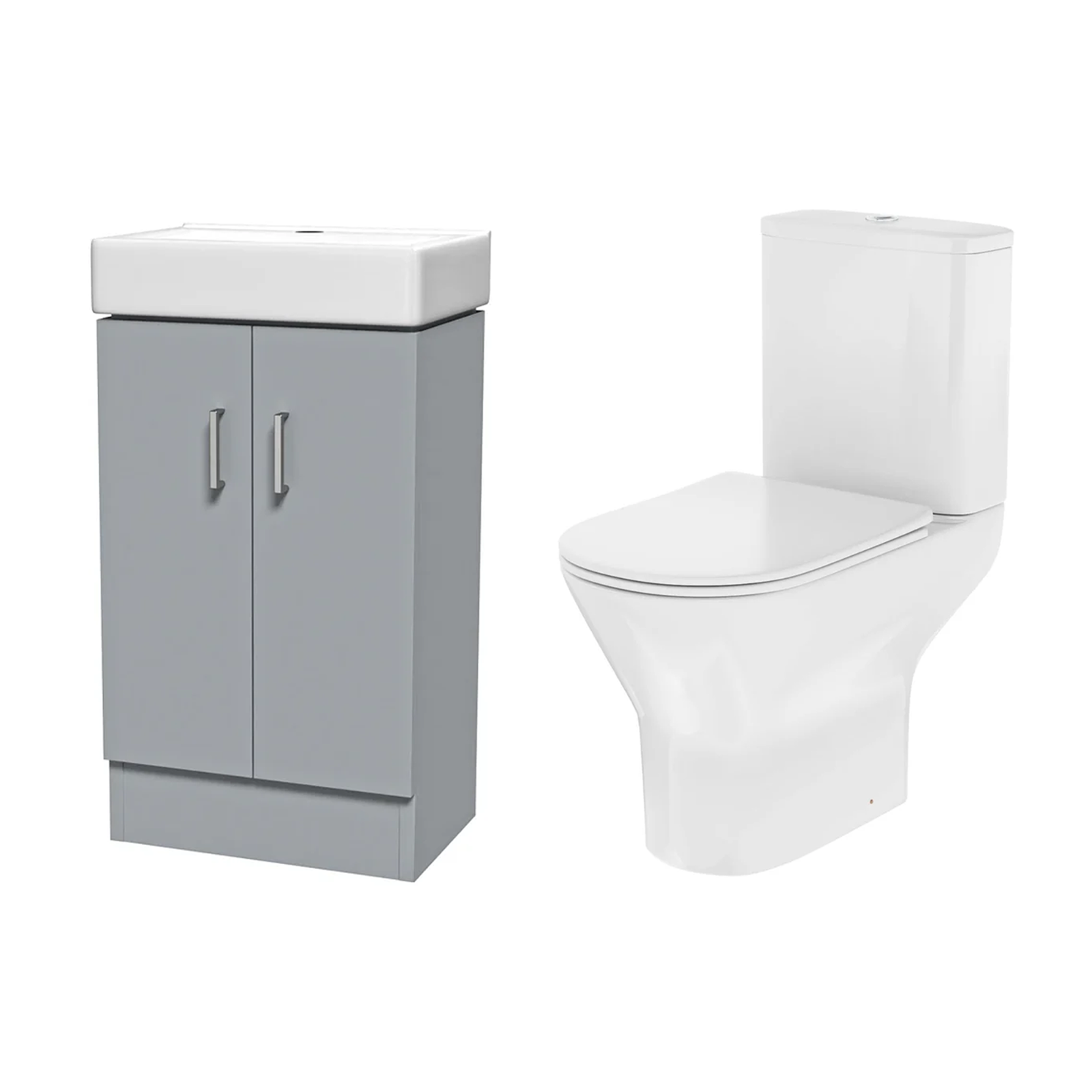 Nanuya Cloakroom 450mm Matte Grey Freestanding Vanity Basin Unit & Close Coupled Toilet with Soft Close Seat