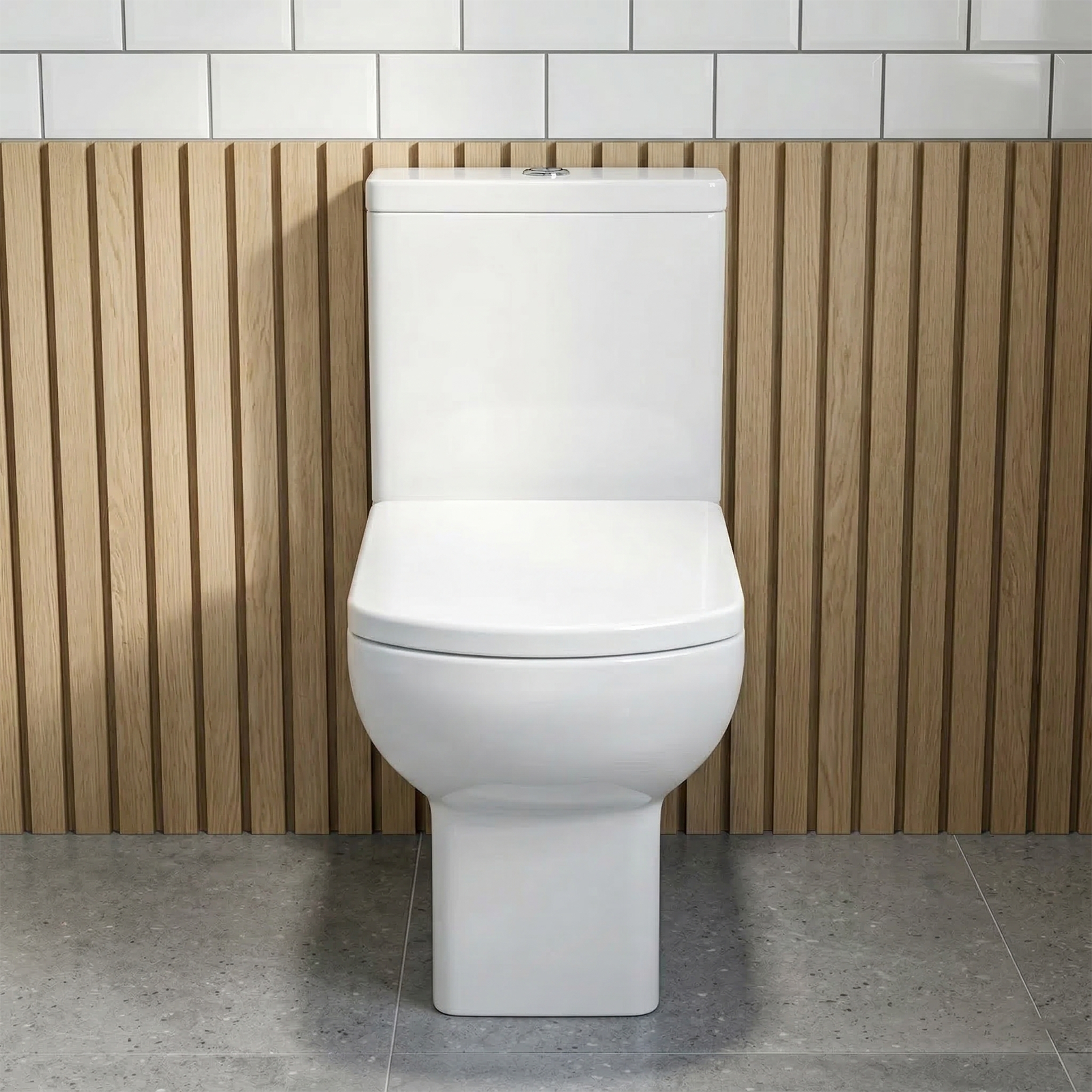 Nanuya Cloakroom 500mm White Wall Hung 2 Drawer Vanity Basin Unit & Close Coupled Toilet with Soft Close Seat