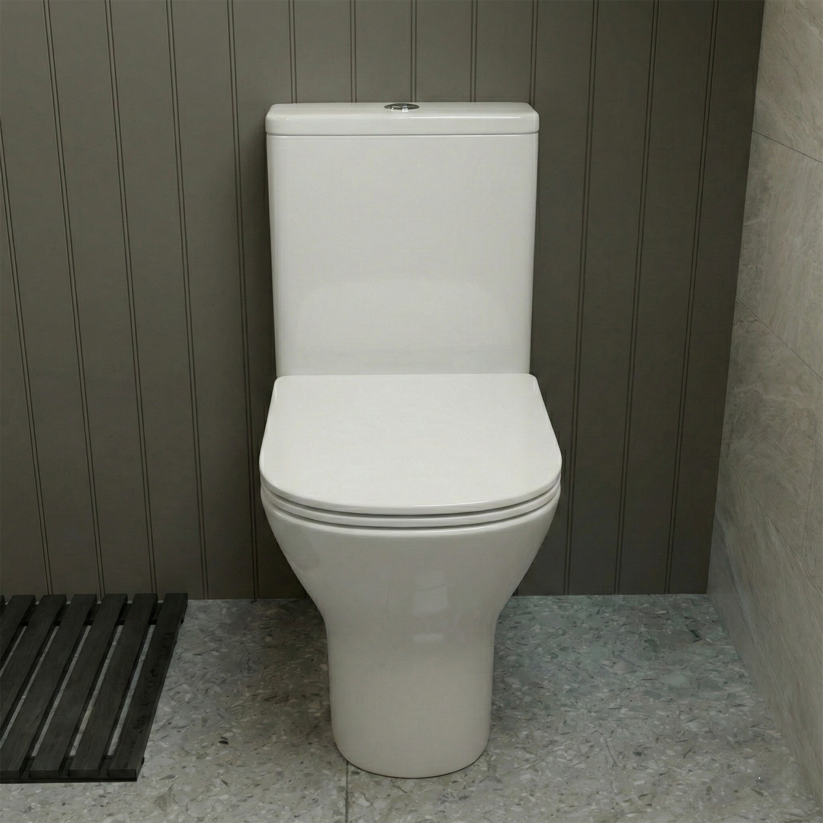 Alexa Cloakroom Rimless Close Coupled Toilet & 510x360mm Rectangular Countertop Basin