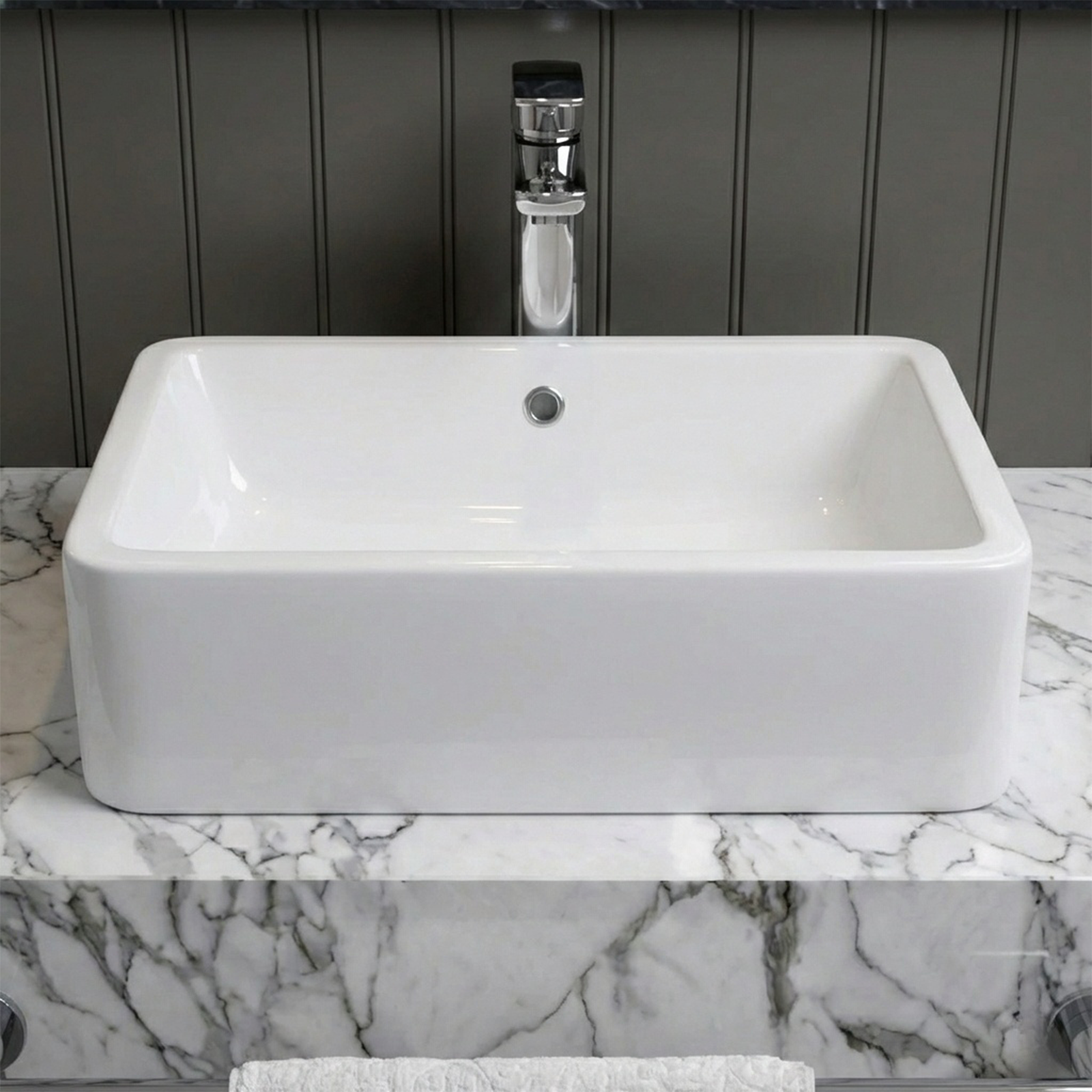 Alexa Cloakroom Rimless Close Coupled Toilet & 510x360mm Rectangular Countertop Basin