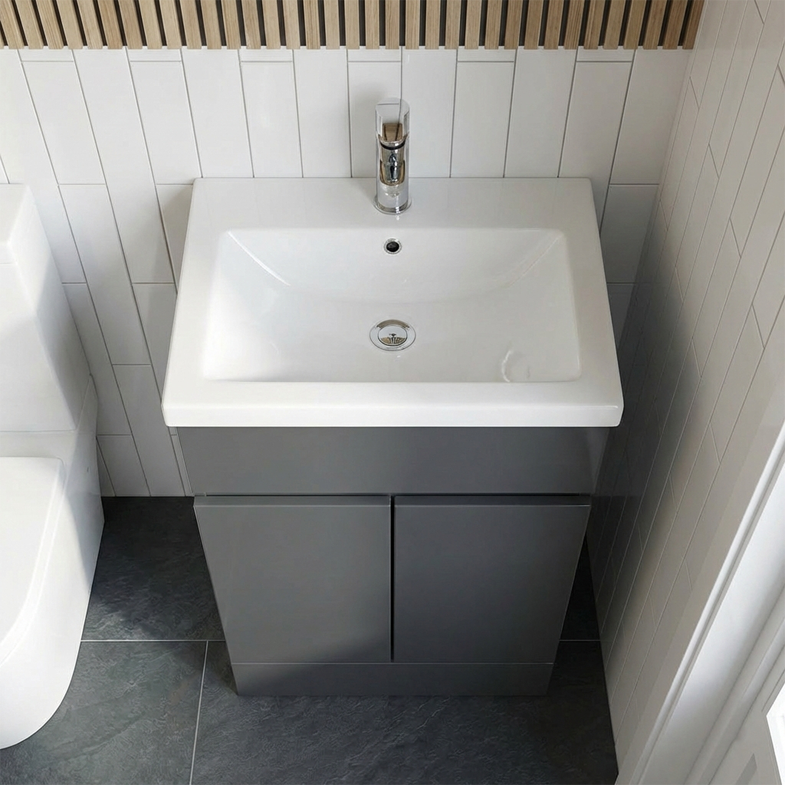 Alaska Cloakroom 500mm Freestanding PVC Vanity Basin Unit & Close Coupled Toilet