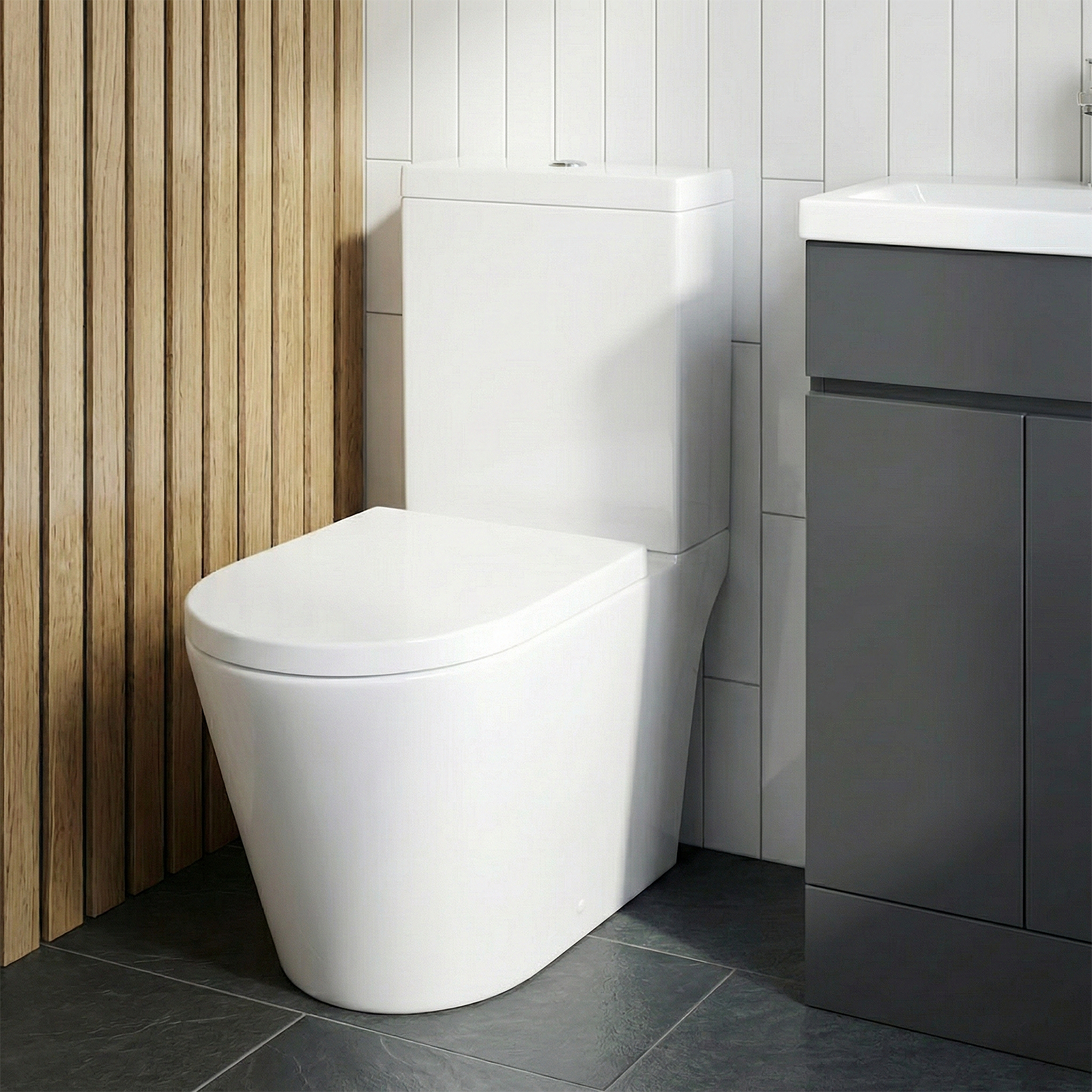 Alaska Cloakroom 500mm Freestanding PVC Vanity Basin Unit & Close Coupled Toilet