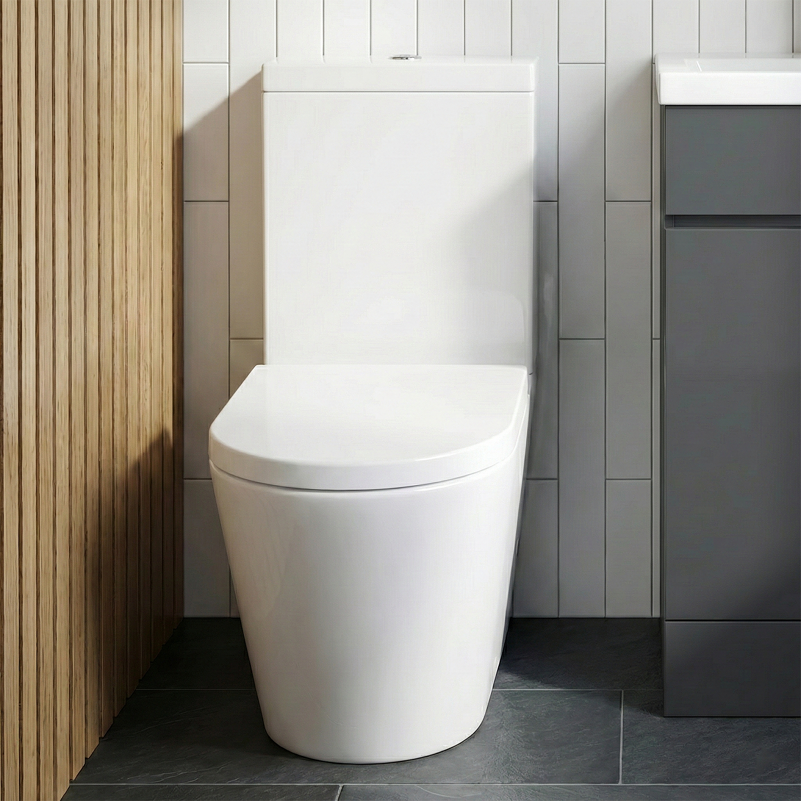 Alaska Cloakroom 500mm Freestanding PVC Vanity Basin Unit & Close Coupled Toilet