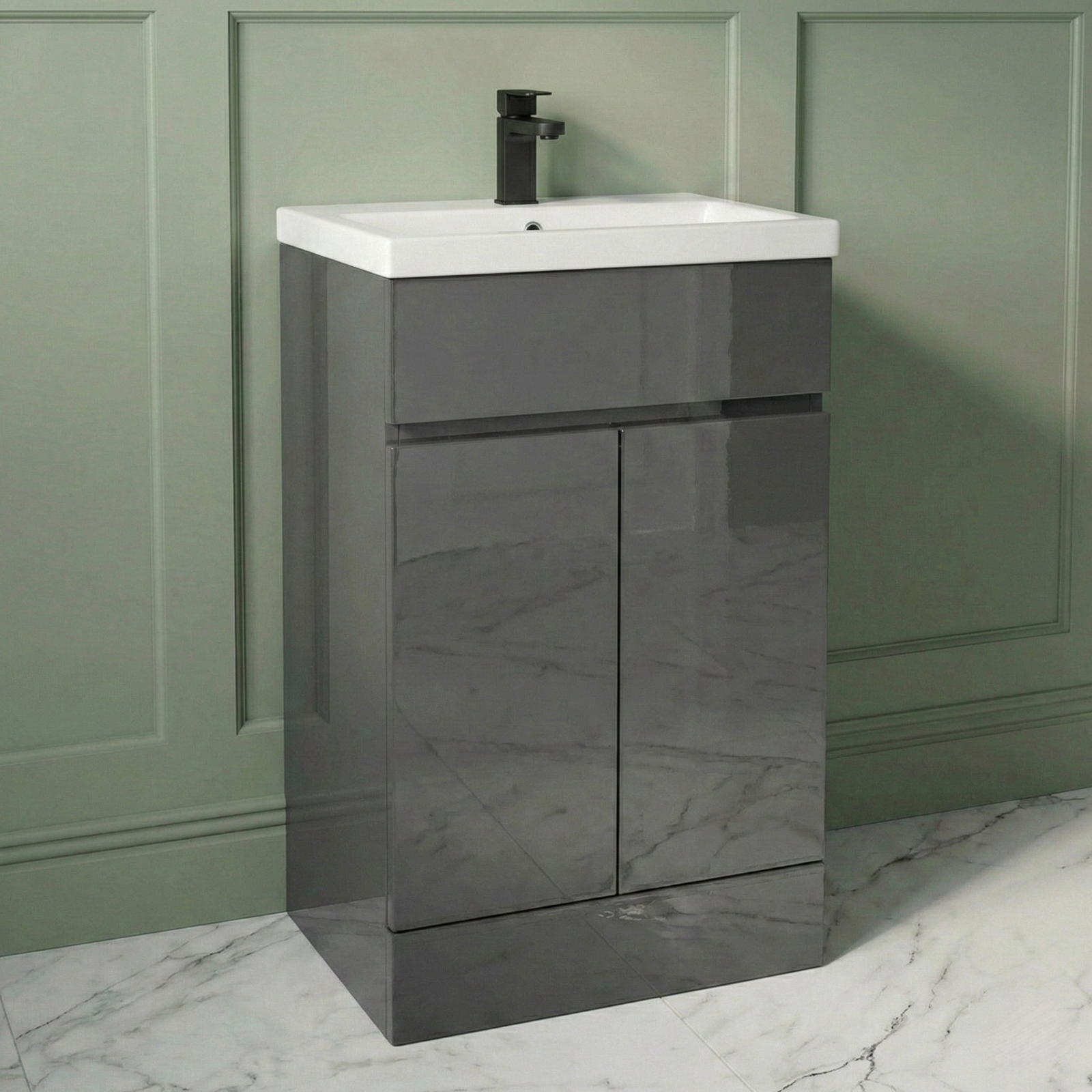 Alaska Cloakroom 500mm Anthracite PVC Freestanding Vanity & Close Coupled Toilet
