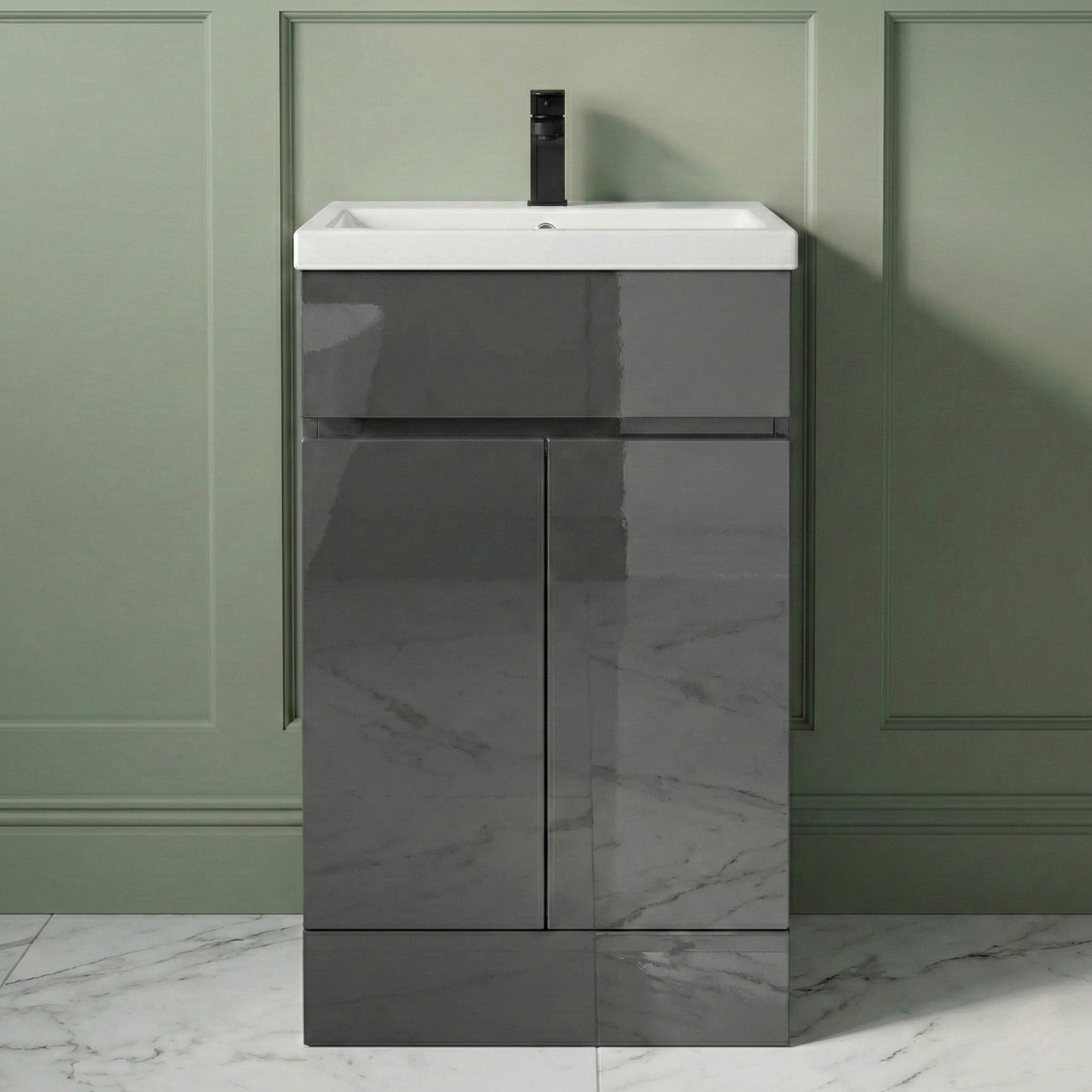 Alaska Cloakroom 500mm Anthracite PVC Freestanding Vanity & Close Coupled Toilet