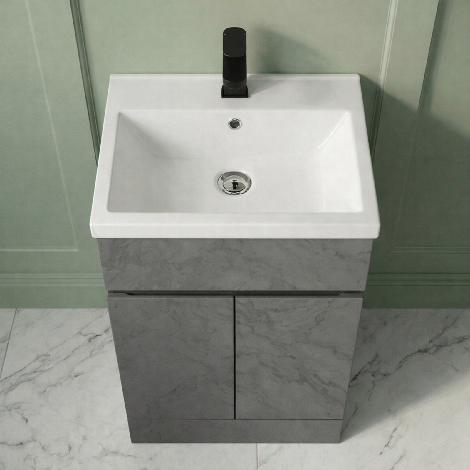 Alaska Cloakroom 500mm Anthracite PVC Freestanding Vanity & Close Coupled Toilet