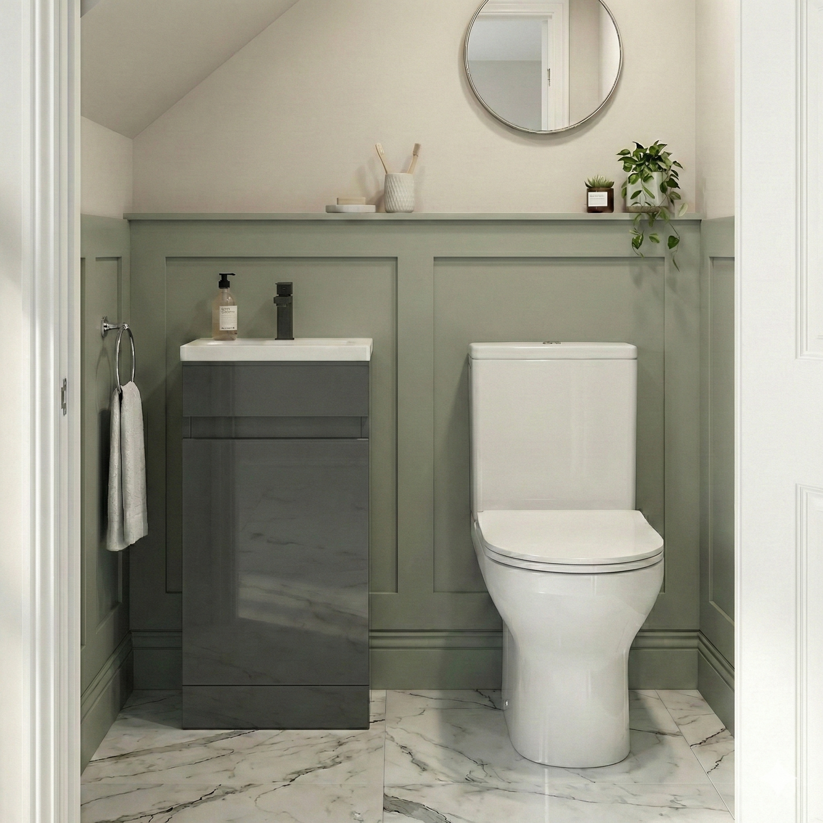 Alaska Cloakroom 500mm Anthracite PVC Freestanding Vanity & Close Coupled Toilet