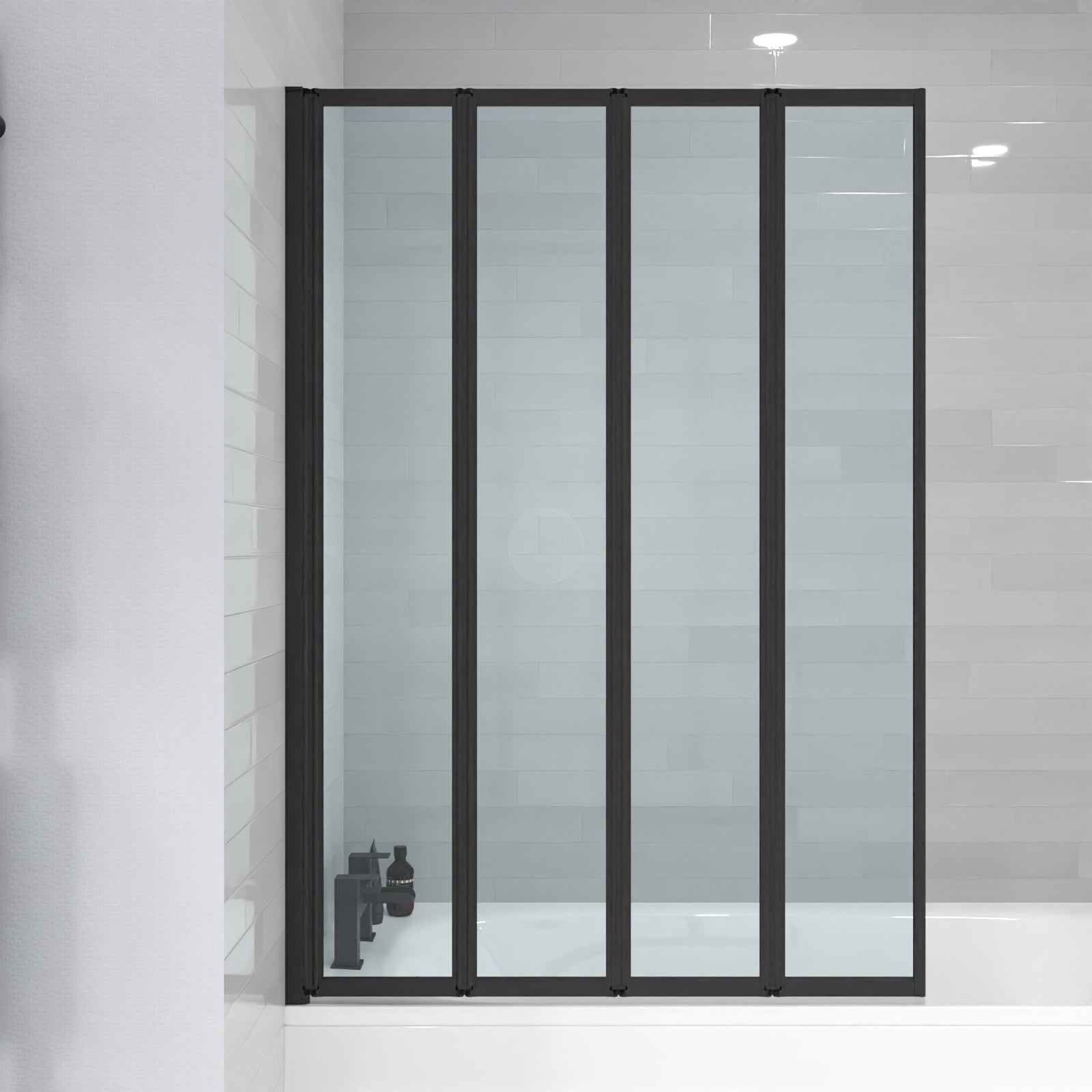 Parga 1000 x 1400 mm 4 Fold Door Bath Shower Screen Black Frame