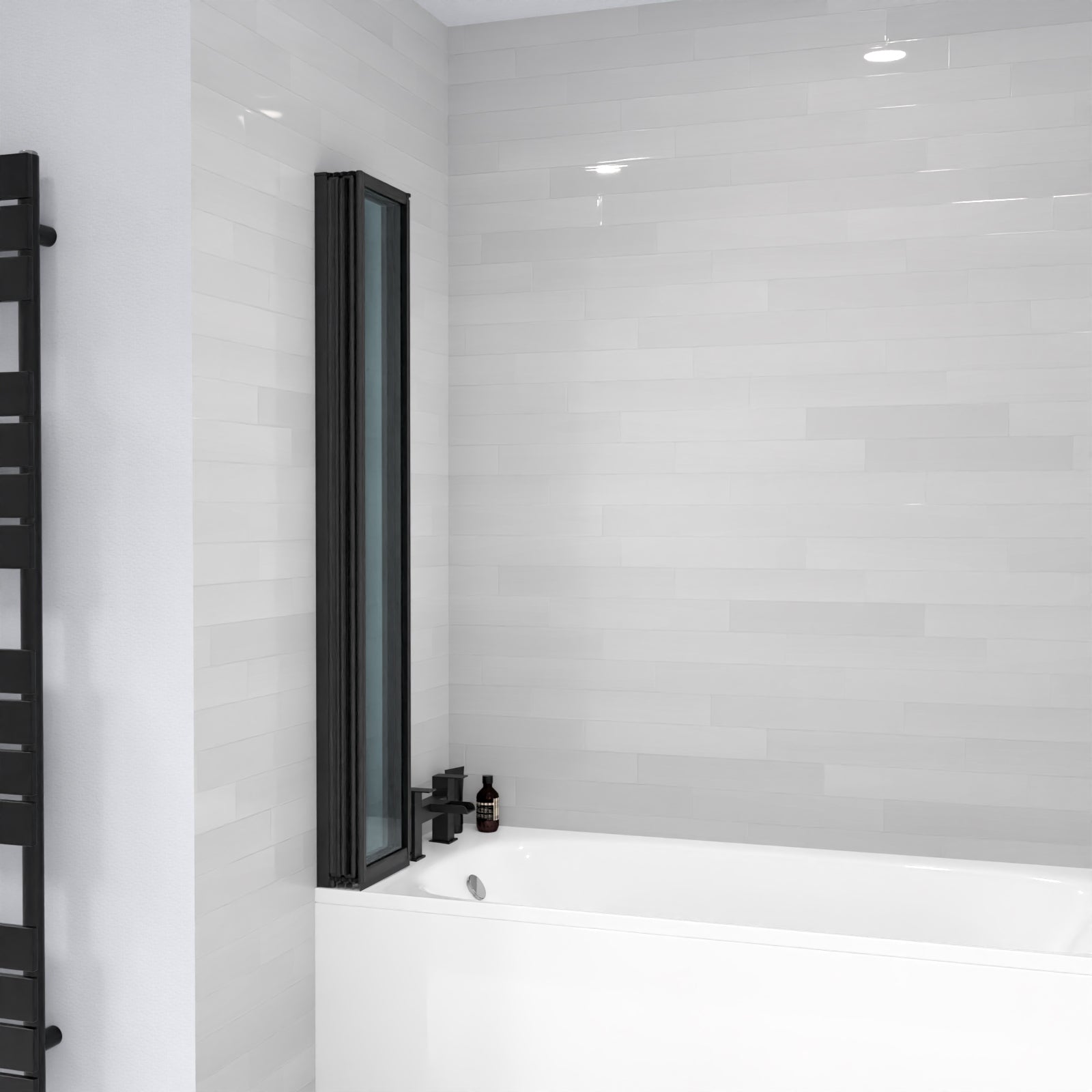 Parga 1000 x 1400 mm 4 Fold Door Bath Shower Screen Black Frame
