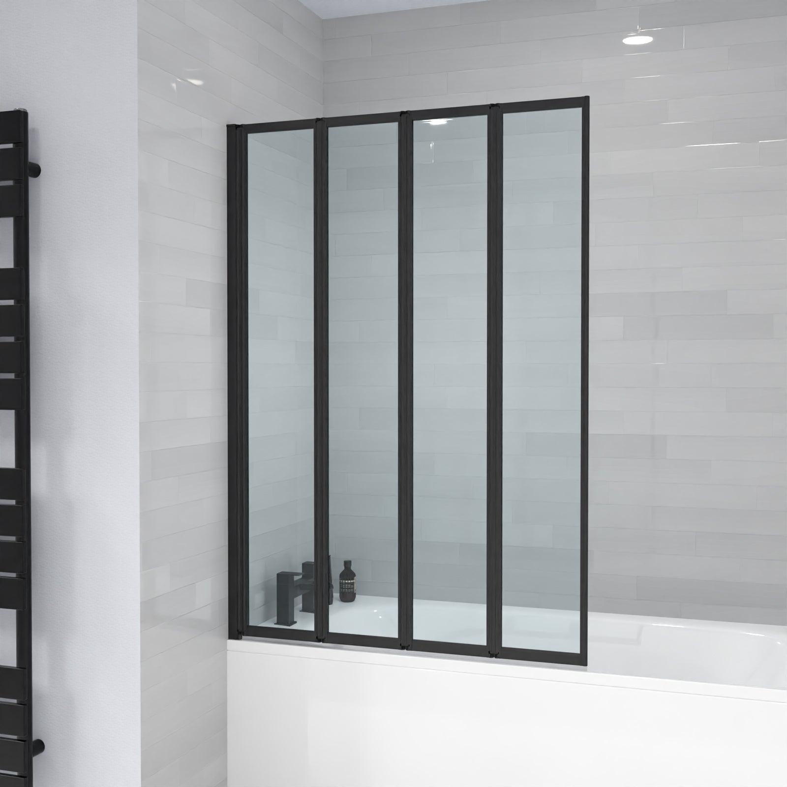 Parga 1000 x 1400 mm 4 Fold Door Bath Shower Screen Black Frame