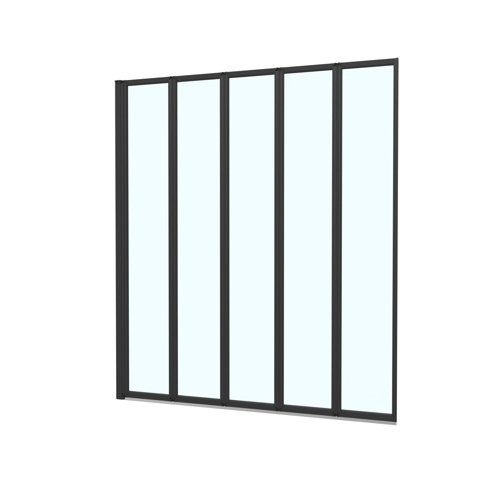 Parga 1200 x 1400 mm 5 Fold Door Bath Shower Screen Black Frame