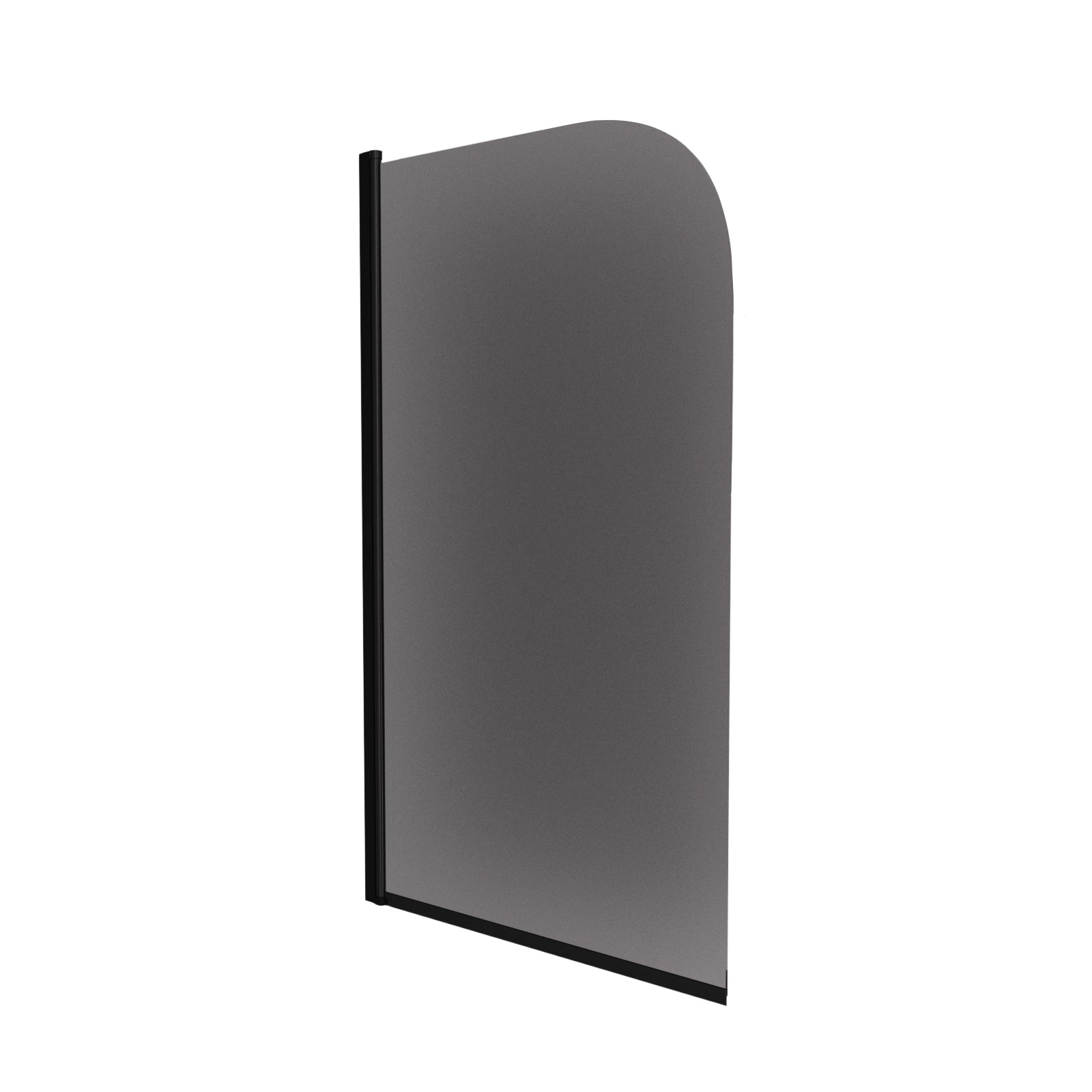 Denver 800mm Curved Bath Screen Matt Black Profile Grey Tinted Glass Reversible