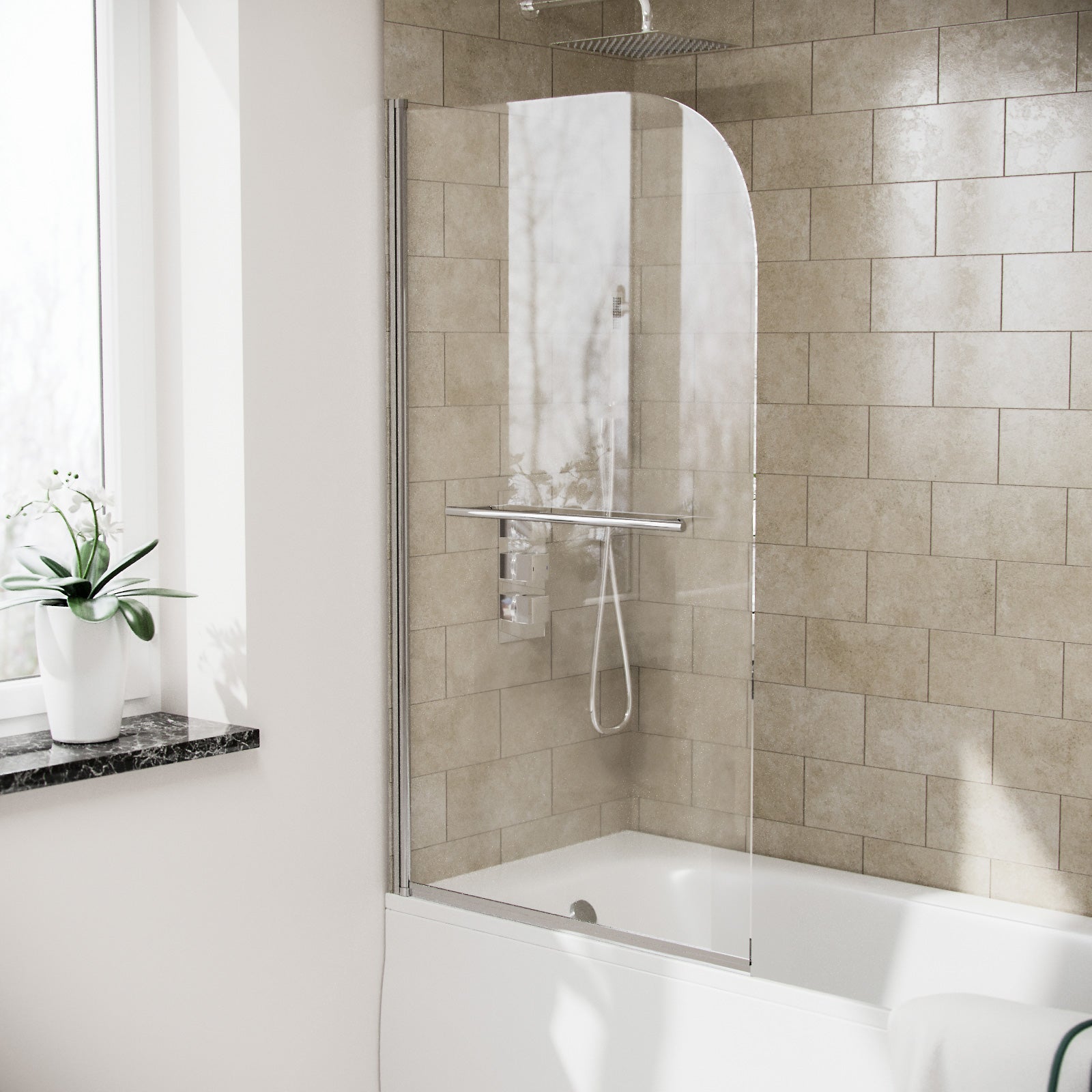 Denver 800 mm Frameless Curved Bath Shower Screen Door