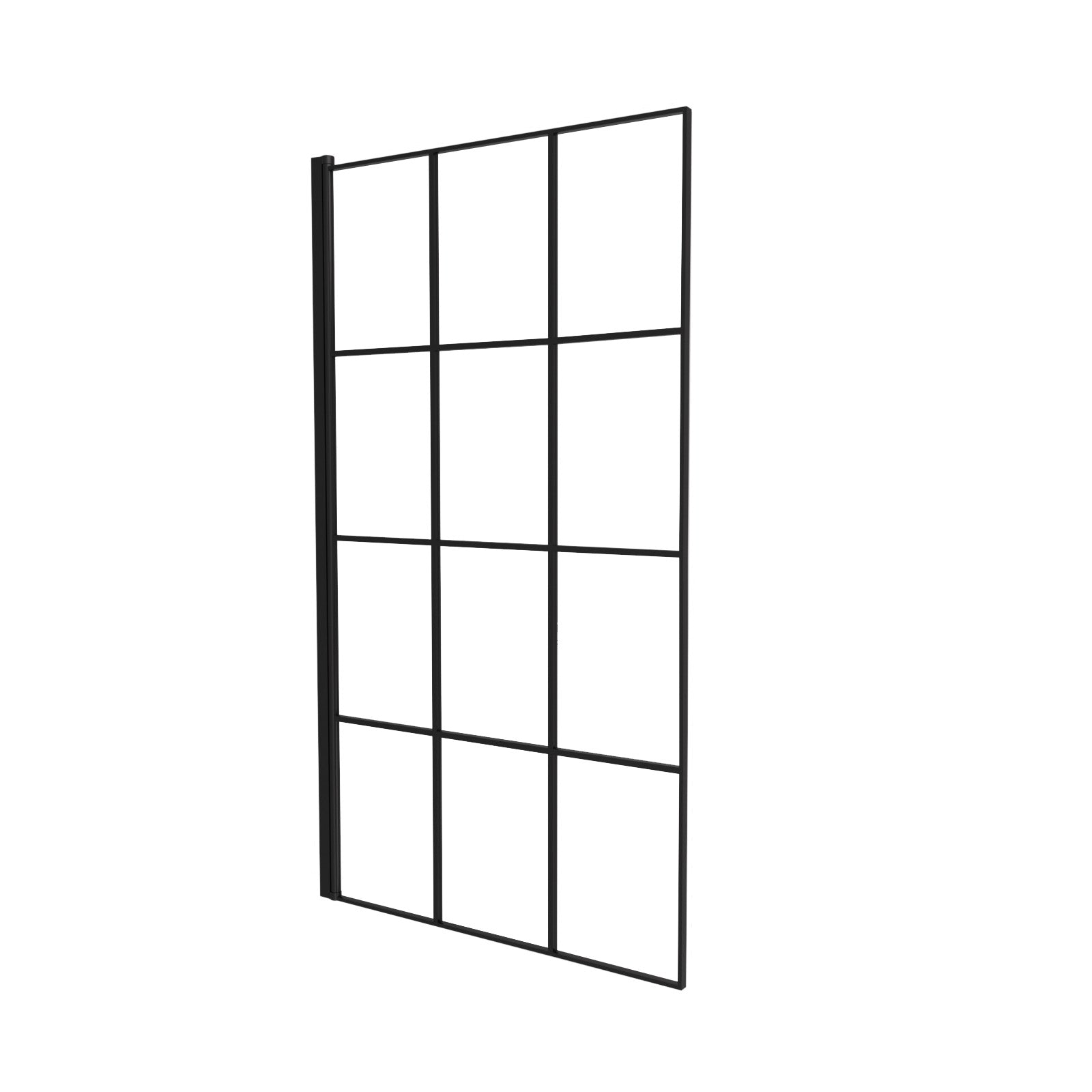 Bath Screen 800mm Matte Black Framed With Grid Glass Reversible