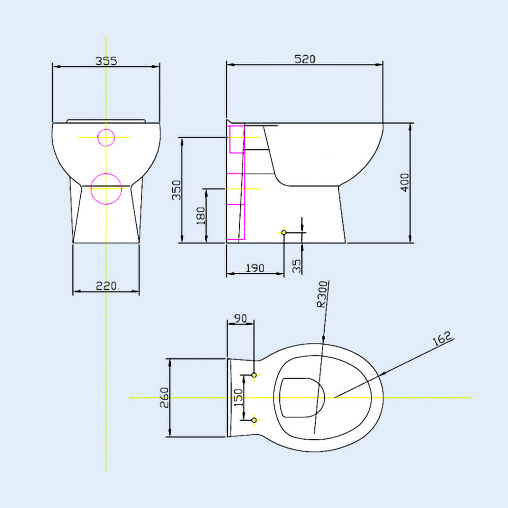 White 2 in 1 500mm Combined Wash Basin & Oval Rimless Toilet Space Save