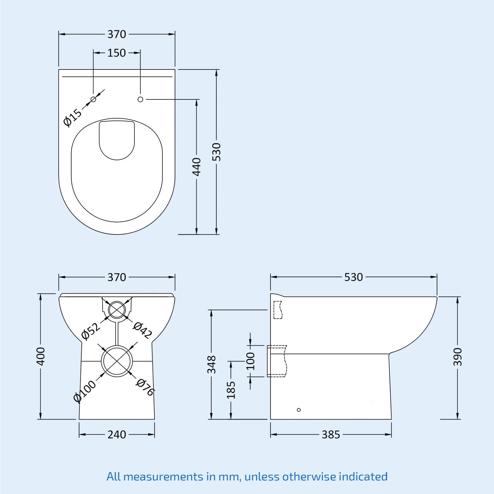 Ellen Back To Wall WC Unit & BTW Toilet Pan White