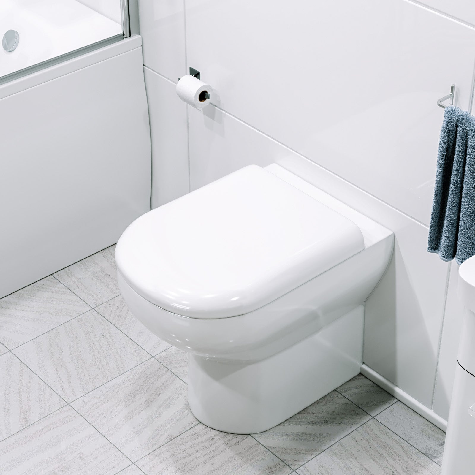 Hayley Modern Stylish Comfort Height Back to Wall Toilet and Soft Close Seat White