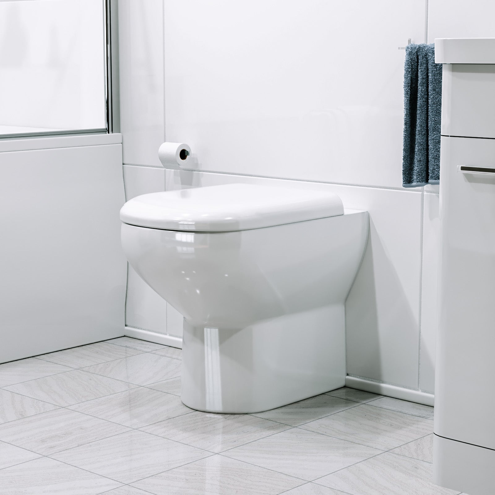 Hayley Modern Stylish Comfort Height Back to Wall Toilet and Soft Close Seat White