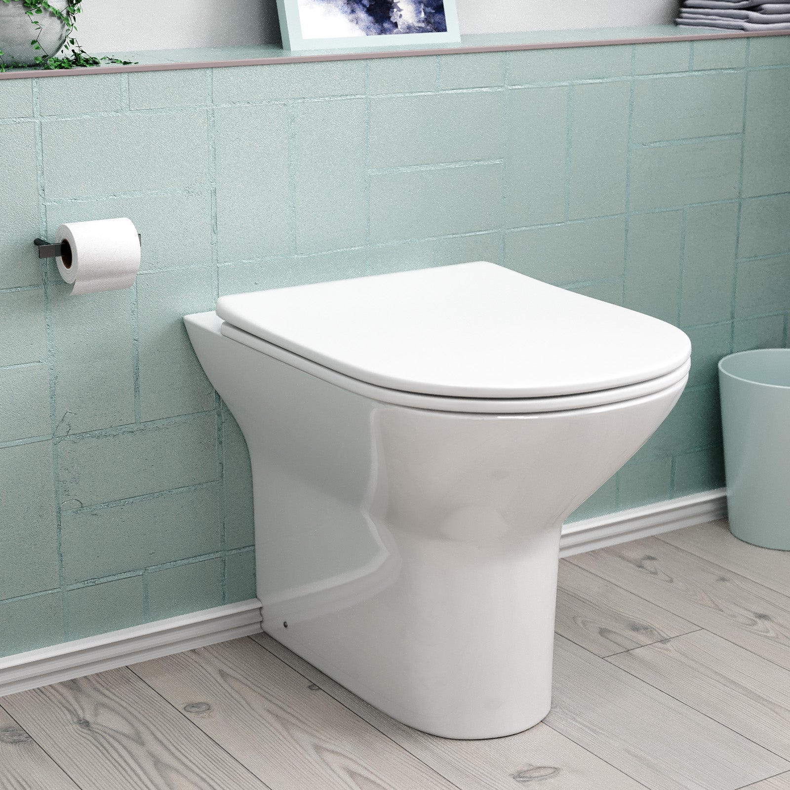 Matson Modern Round Back to Wall Toilet with Soft Close Seat White