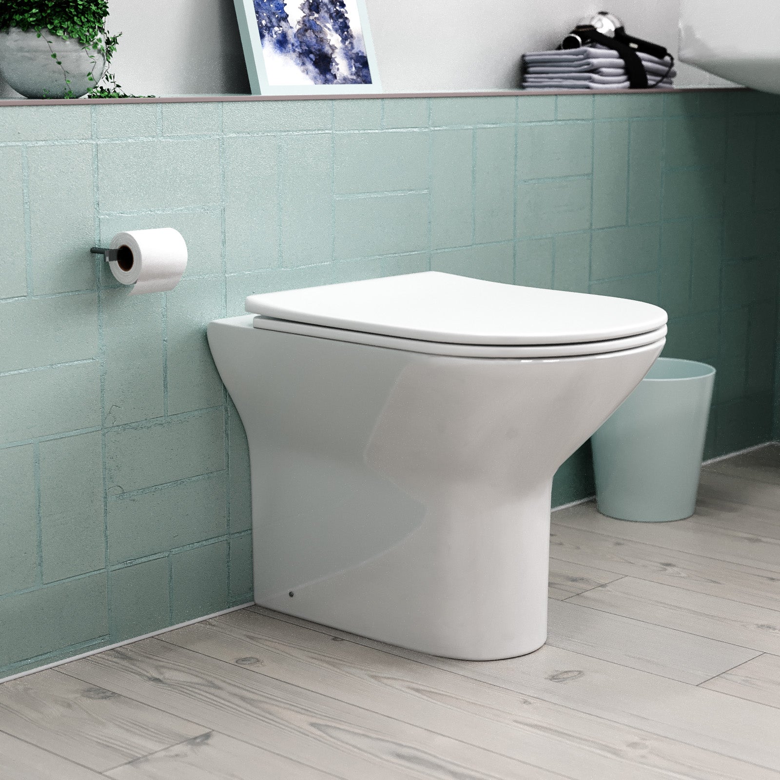 Matson Modern Round Back to Wall Toilet with Soft Close Seat White