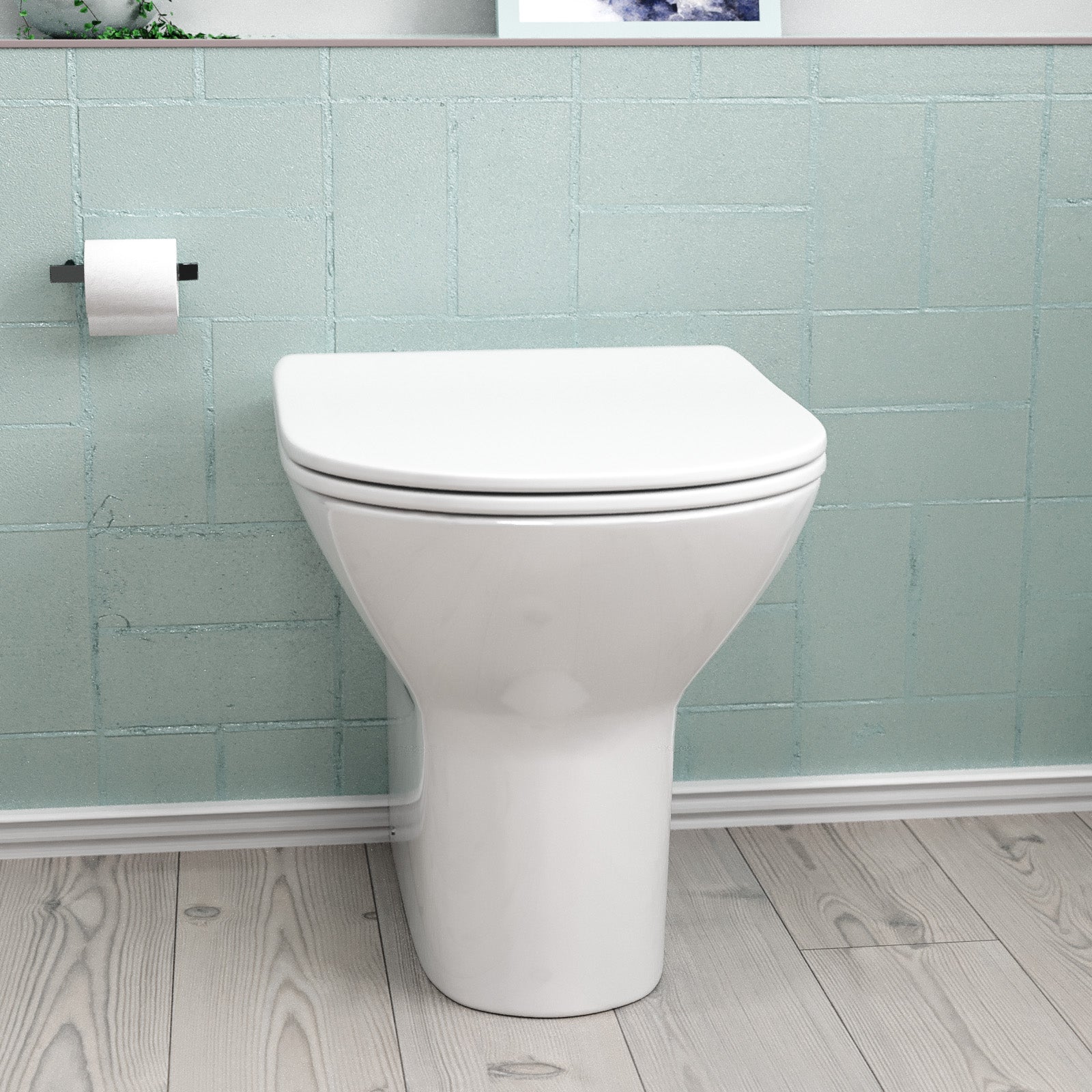 Matson Modern Round Back to Wall Toilet with Soft Close Seat White