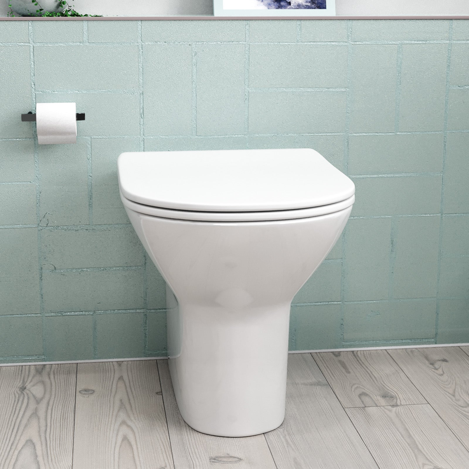 Matson Modern Round Back to Wall Toilet with Soft Close Seat White