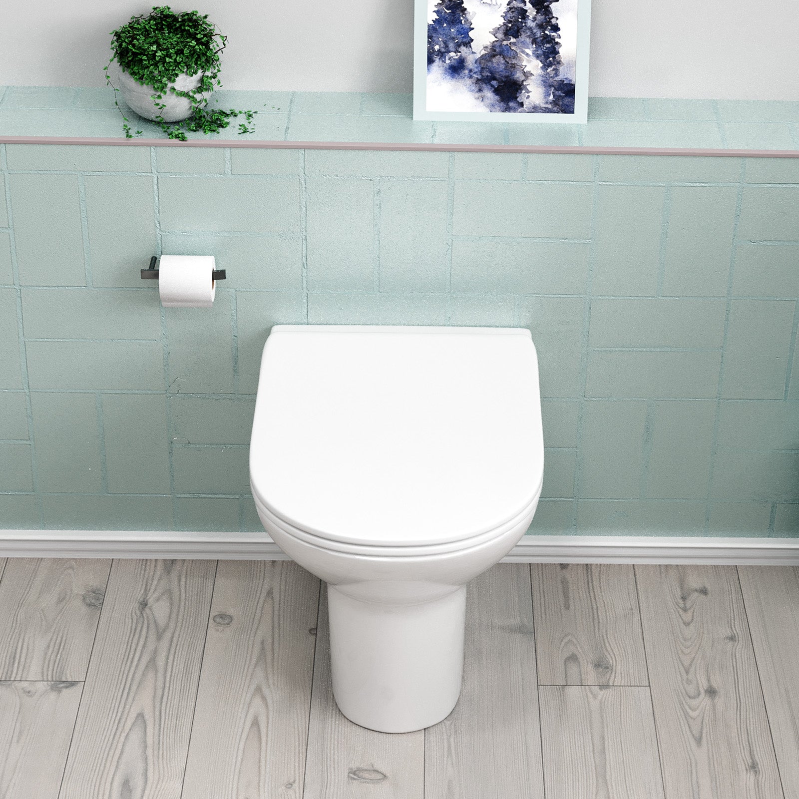 Matson Modern Round Back to Wall Toilet with Soft Close Seat White