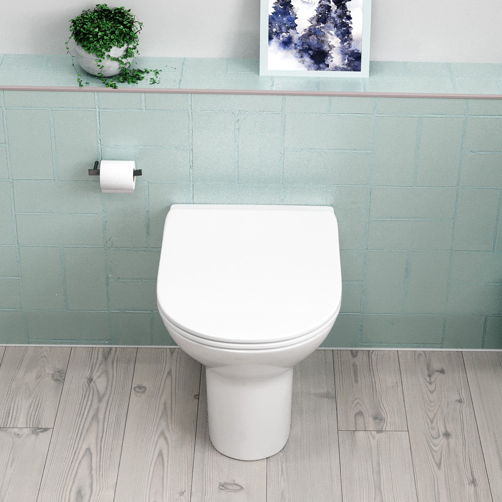 Matson Modern Round Back to Wall Toilet with Soft Close Seat White